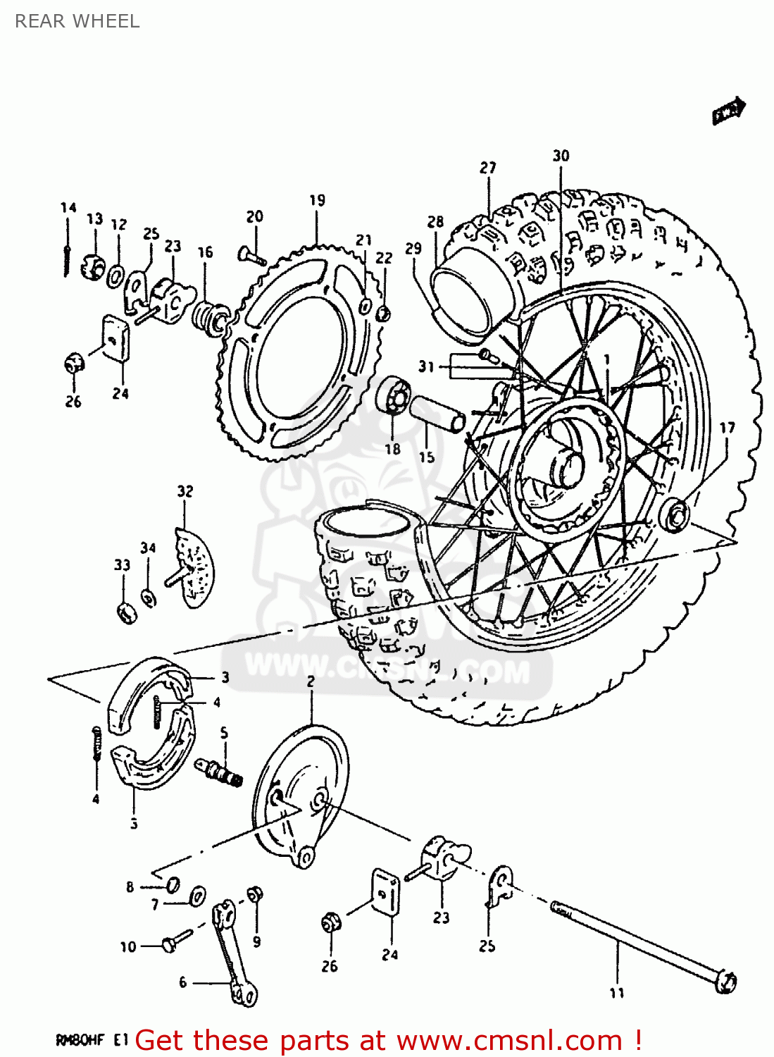 REAR WHEEL RM80H 1985 (F)