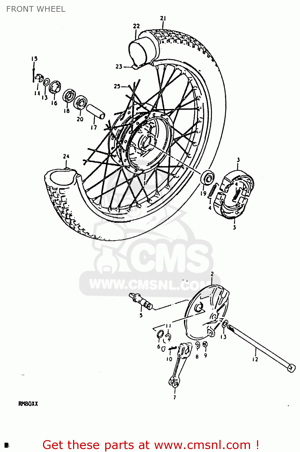 FRONT WHEEL RM80X 1980 (T)