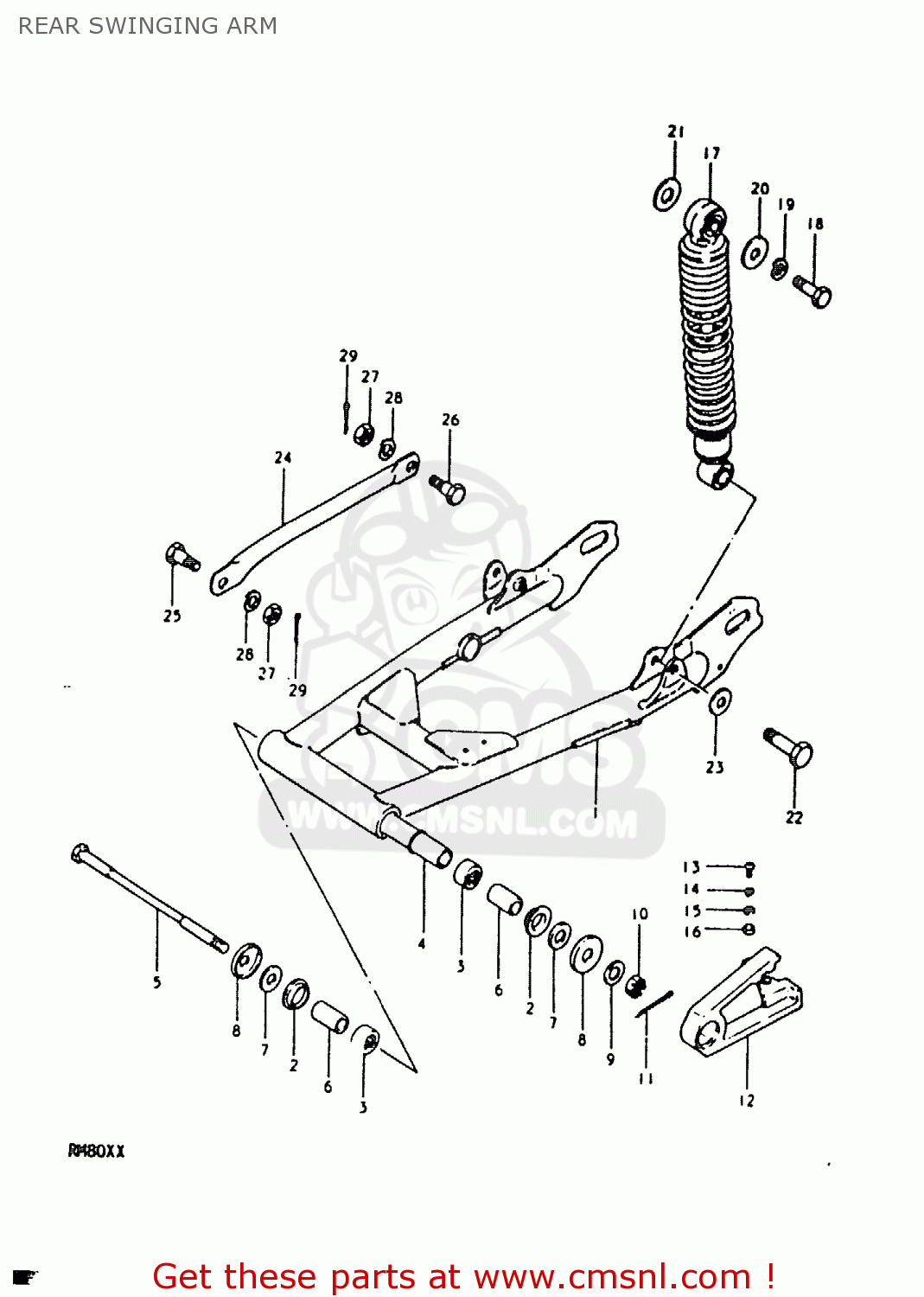 REAR SWINGING ARM RM80X 1980 (T)