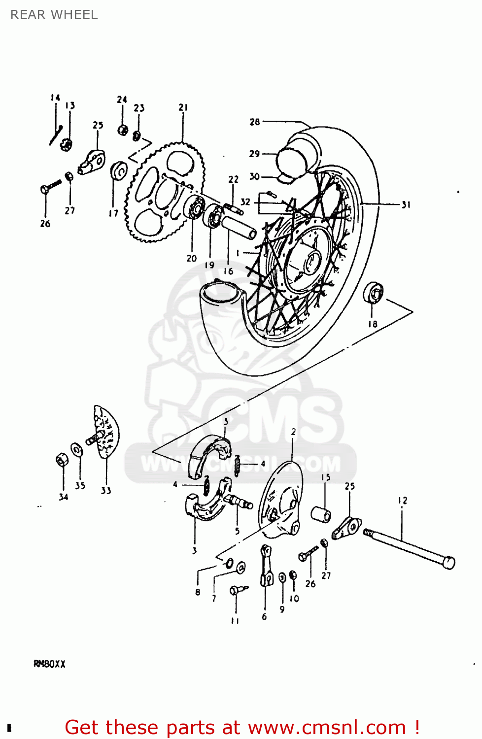 REAR WHEEL RM80X 1981 (X)