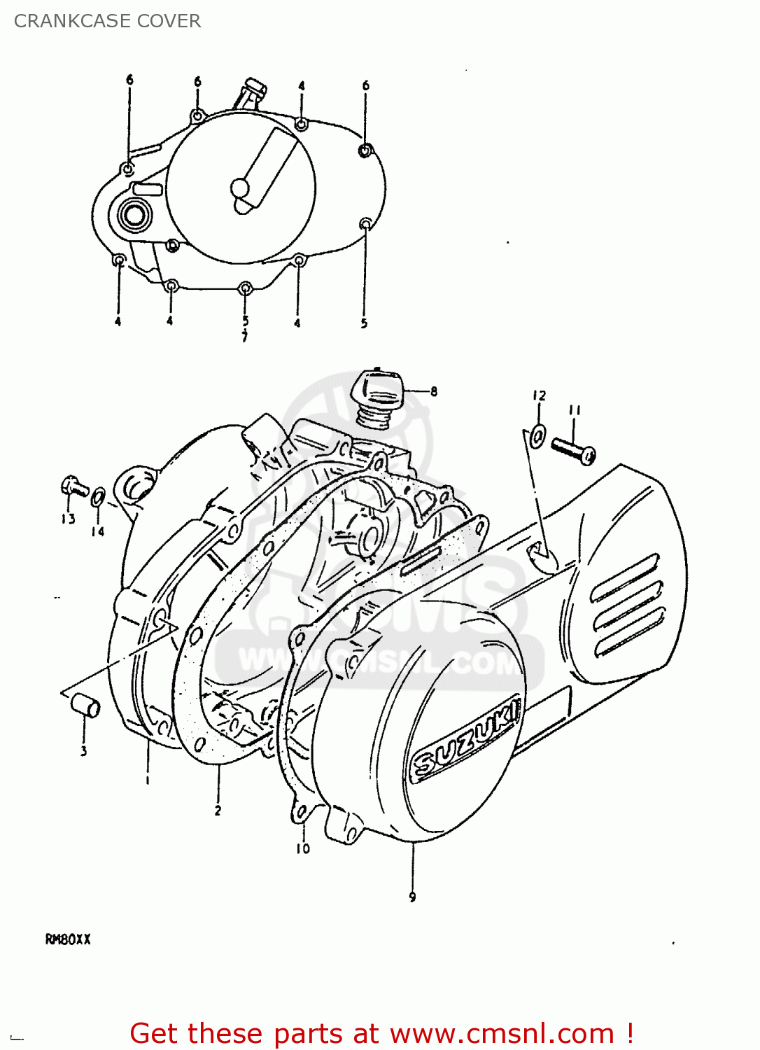 CRANKCASE COVER RM80X 1981 (X)