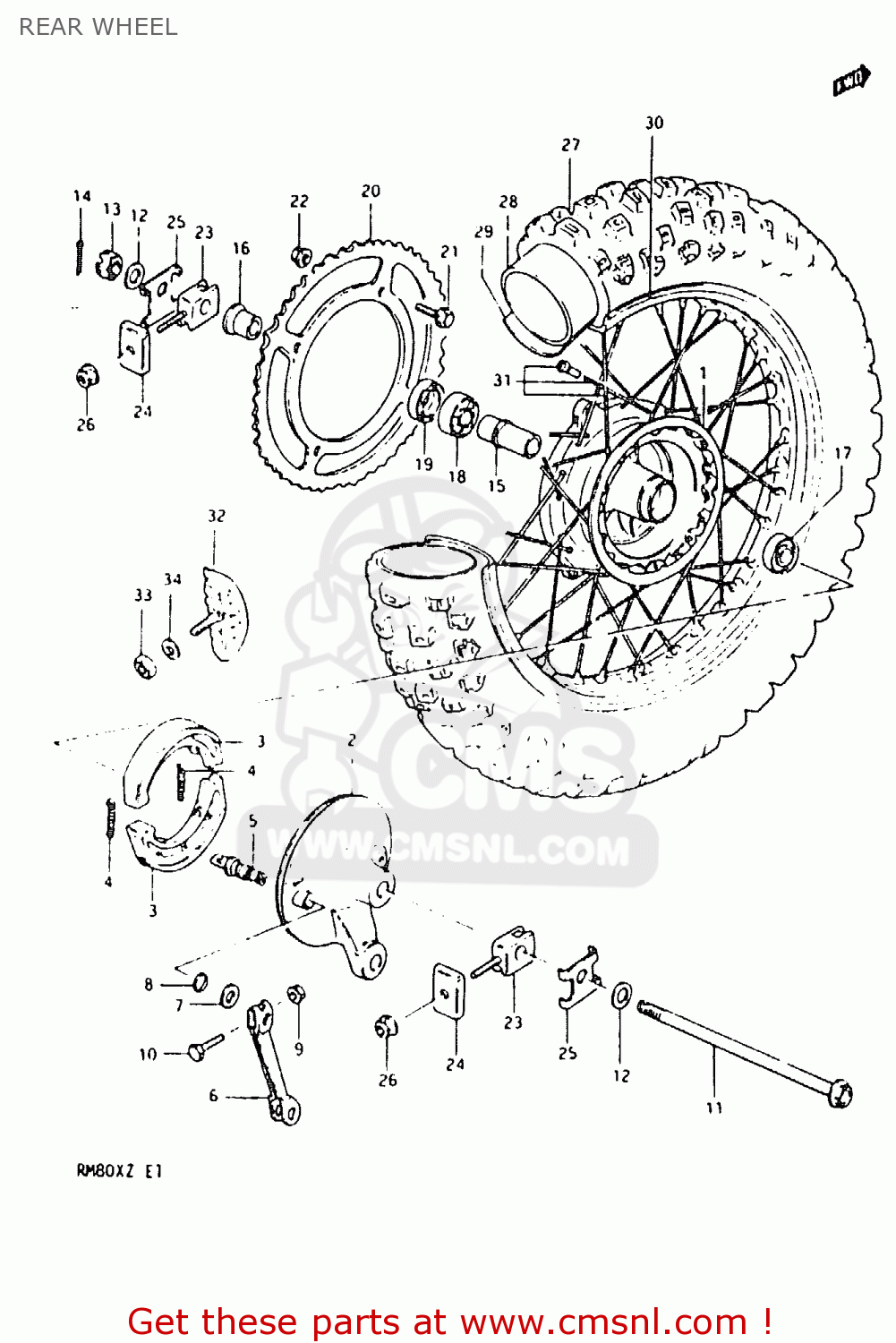 REAR WHEEL RM80X 1982 (Z)