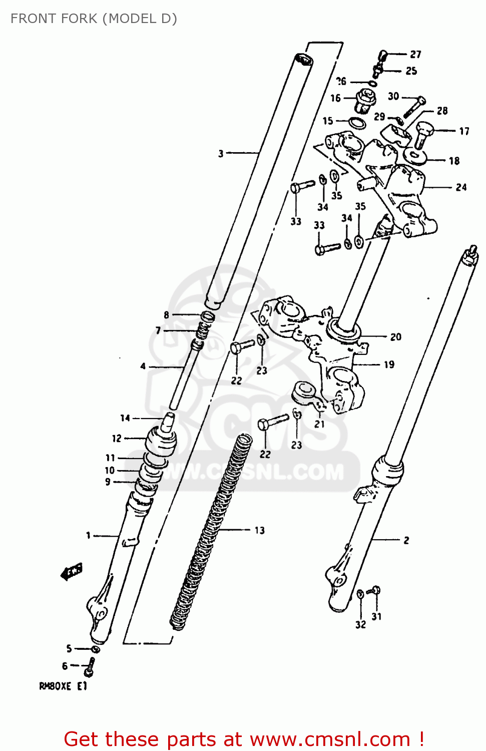 FRONT FORK (MODEL D) RM80X 1983 (D)