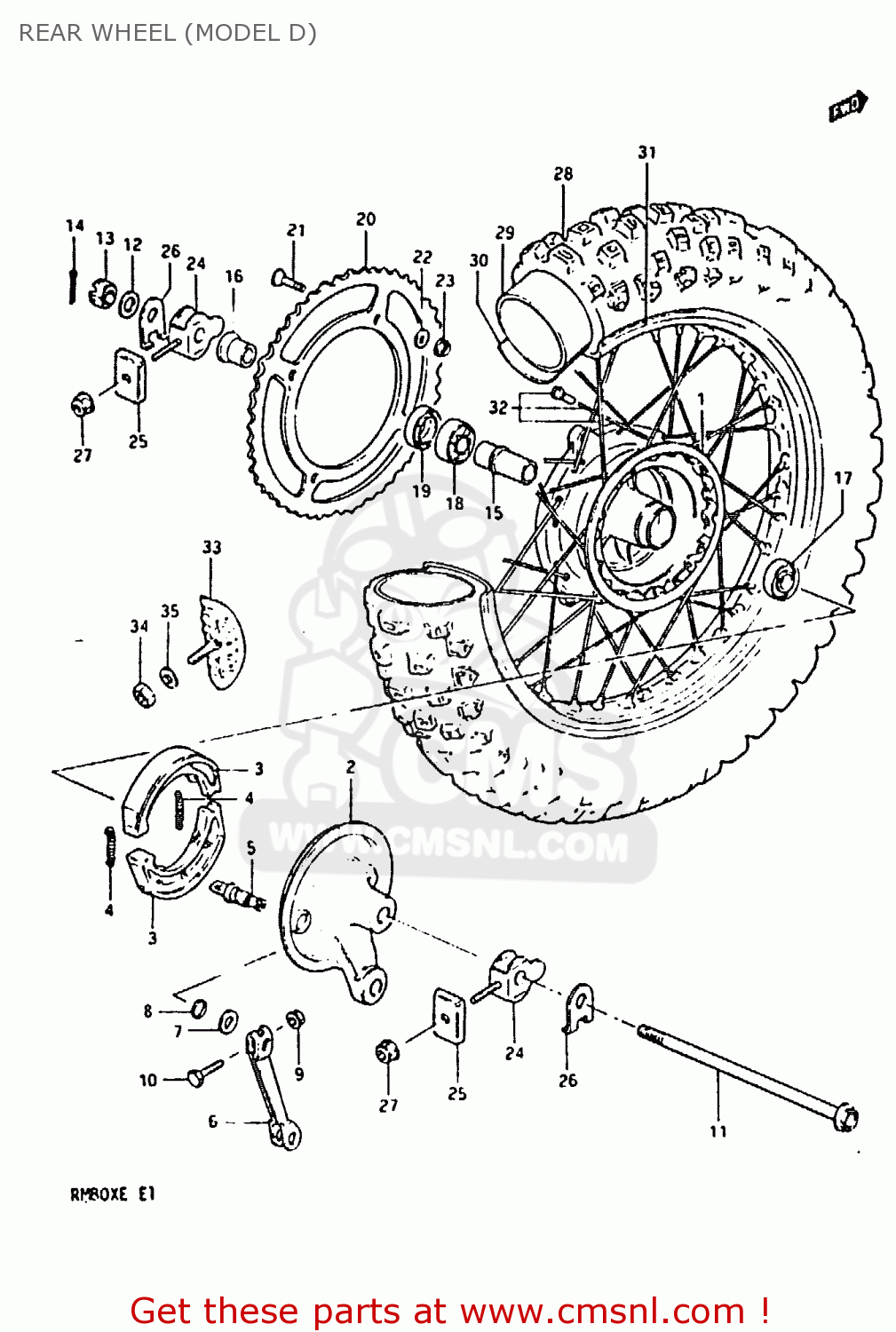 REAR WHEEL (MODEL D) RM80X 1983 (D)