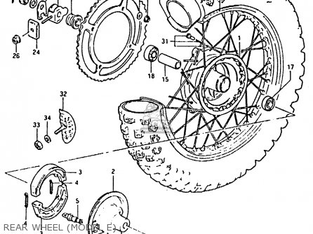 REAR WHEEL (MODEL E) - RM80X 1983 (D)