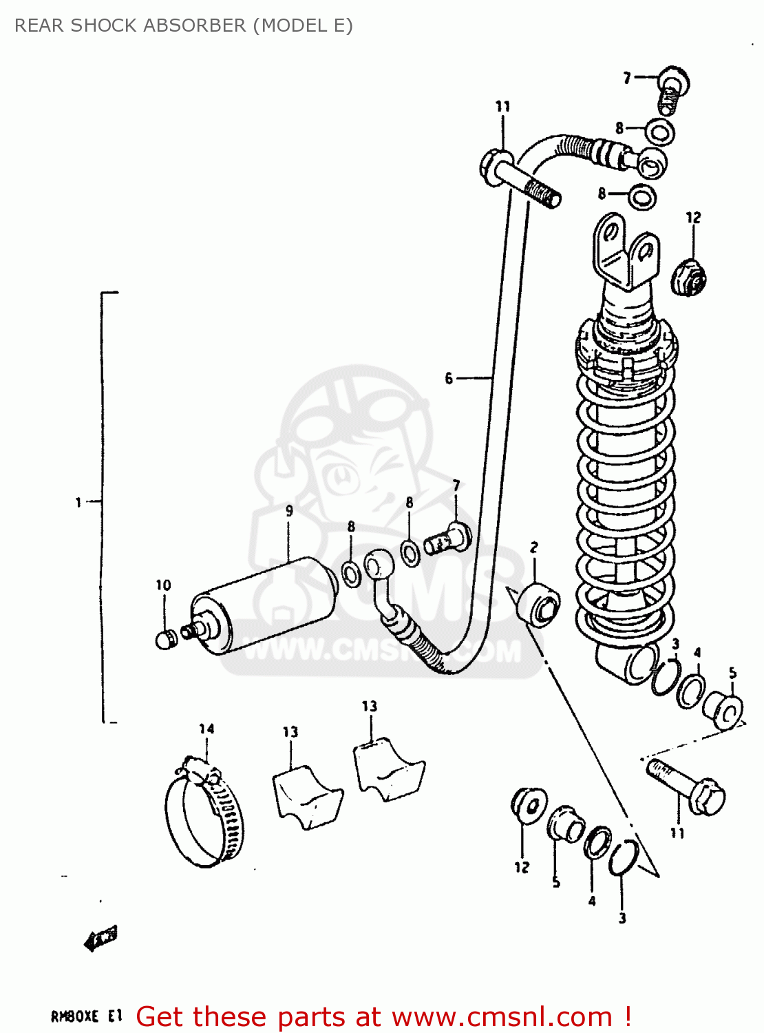 REAR SHOCK ABSORBER (MODEL E) RM80X 1984 (E)