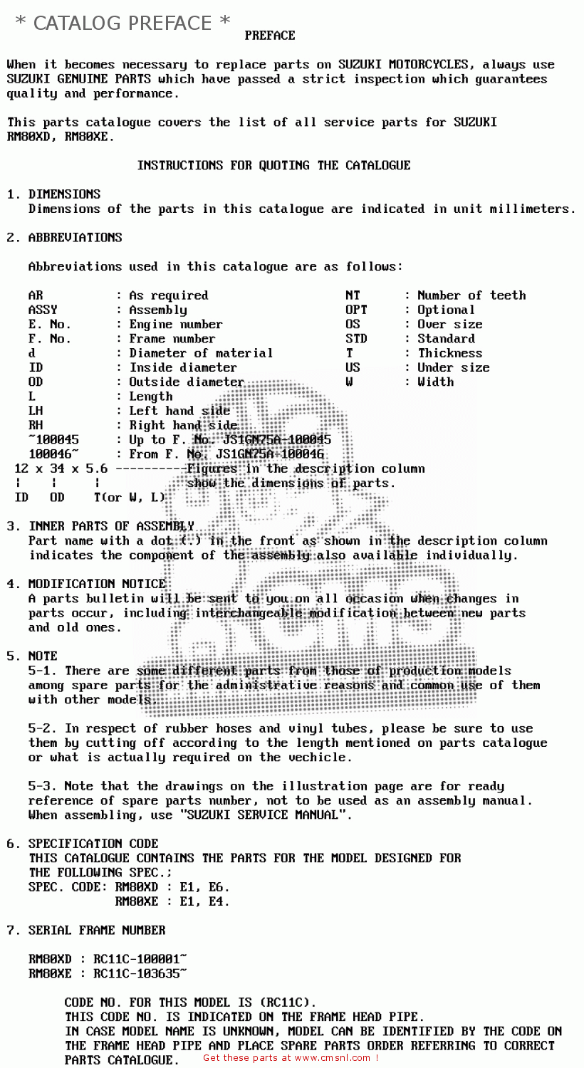 * CATALOG PREFACE * RM80X 1984 (E)