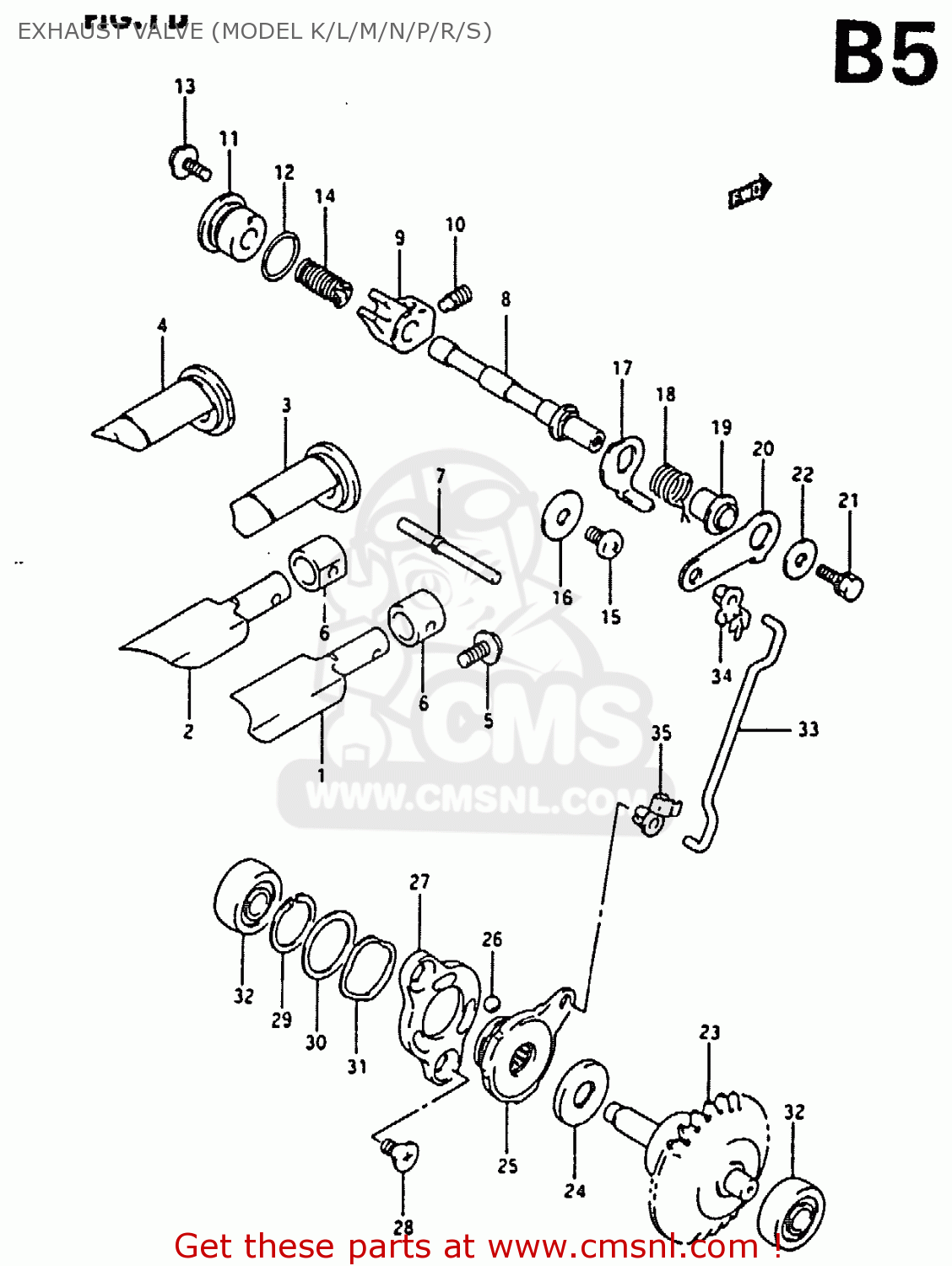 EXHAUST VALVE (MODEL K/L/M/N/P/R/S) RM80X 1987 (H)