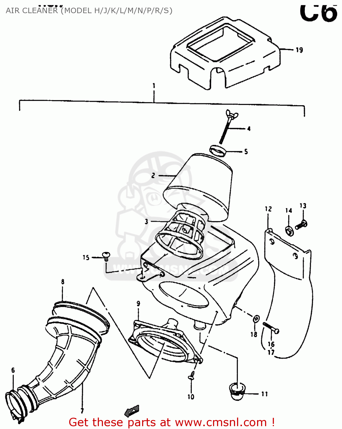 AIR CLEANER (MODEL H/J/K/L/M/N/P/R/S) RM80X 1987 (H)