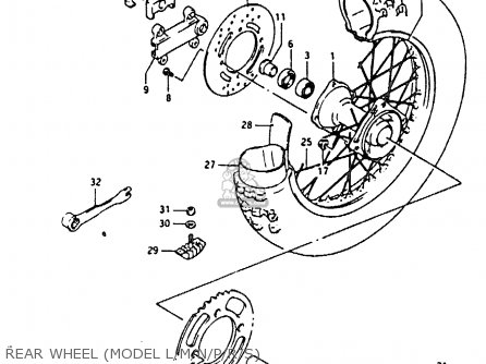 REAR WHEEL (MODEL L/M/N/P/R/S) - RM80X 1988 (J)