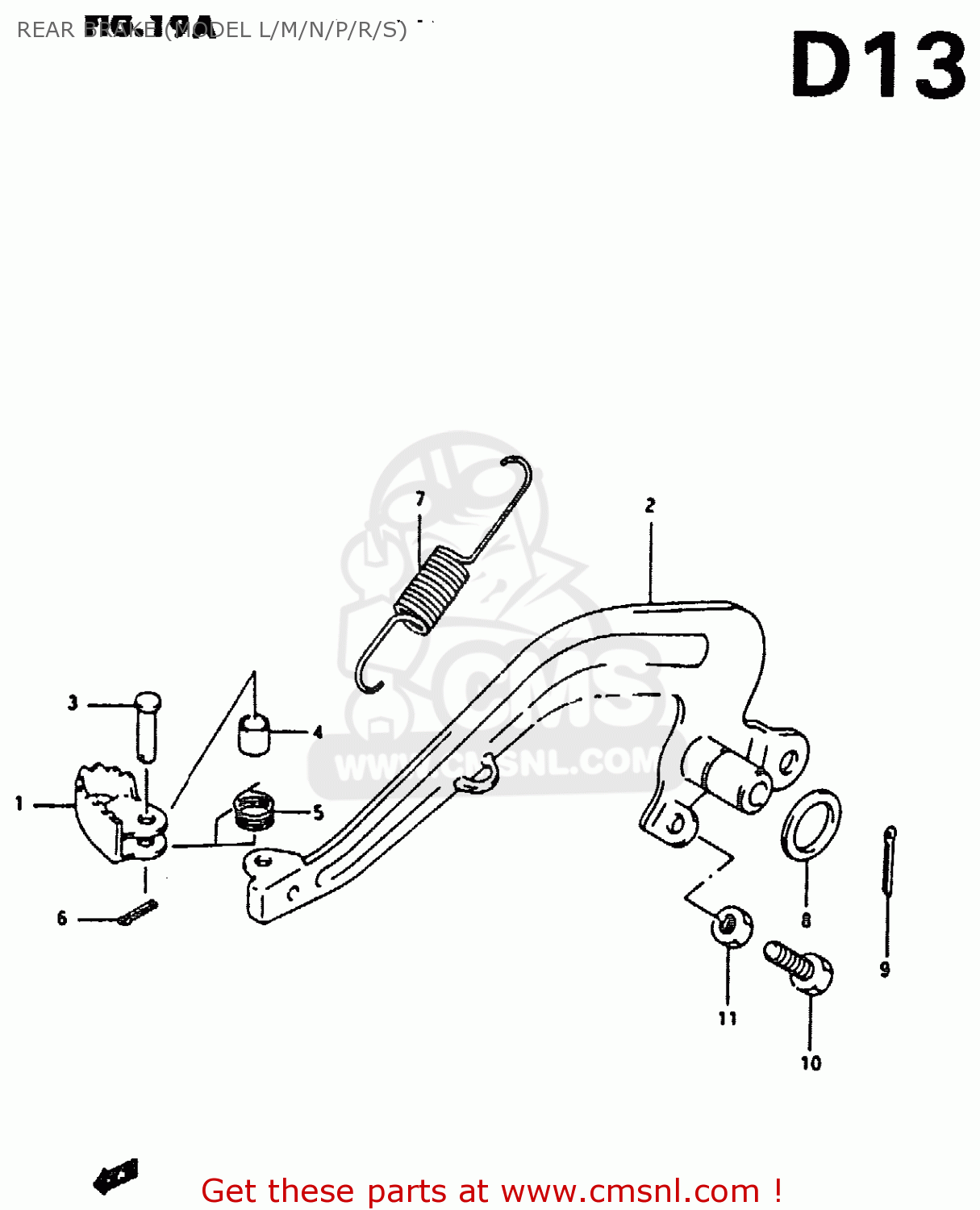 REAR BRAKE (MODEL L/M/N/P/R/S) RM80X 1989 (K)