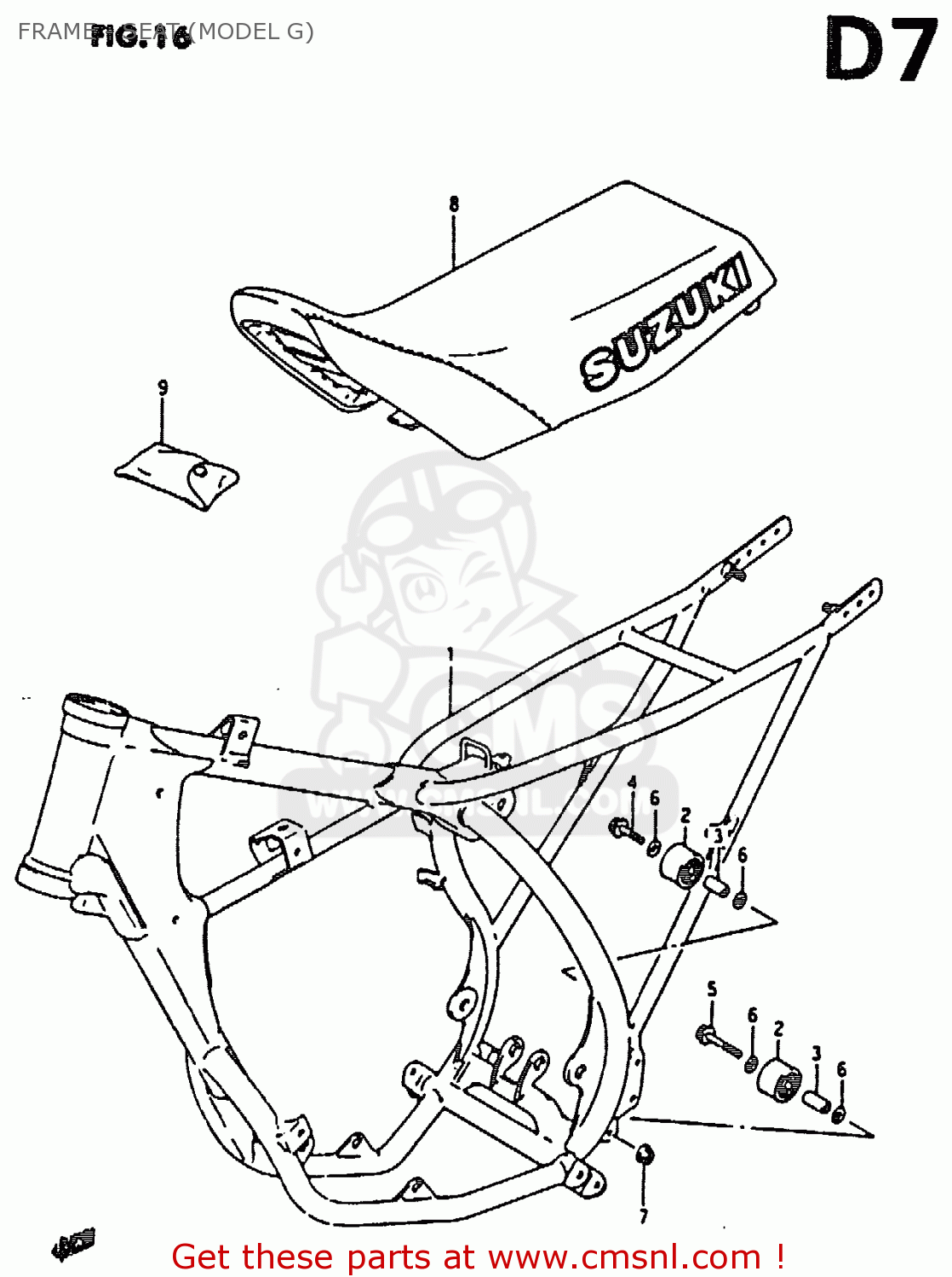 FRAME - SEAT (MODEL G) RM80X 1990 (L)