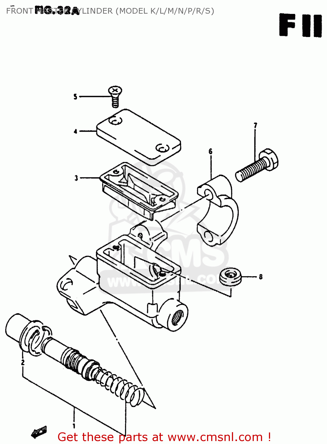 FRONT MASTER CYLINDER (MODEL K/L/M/N/P/R/S) RM80X 1990 (L)