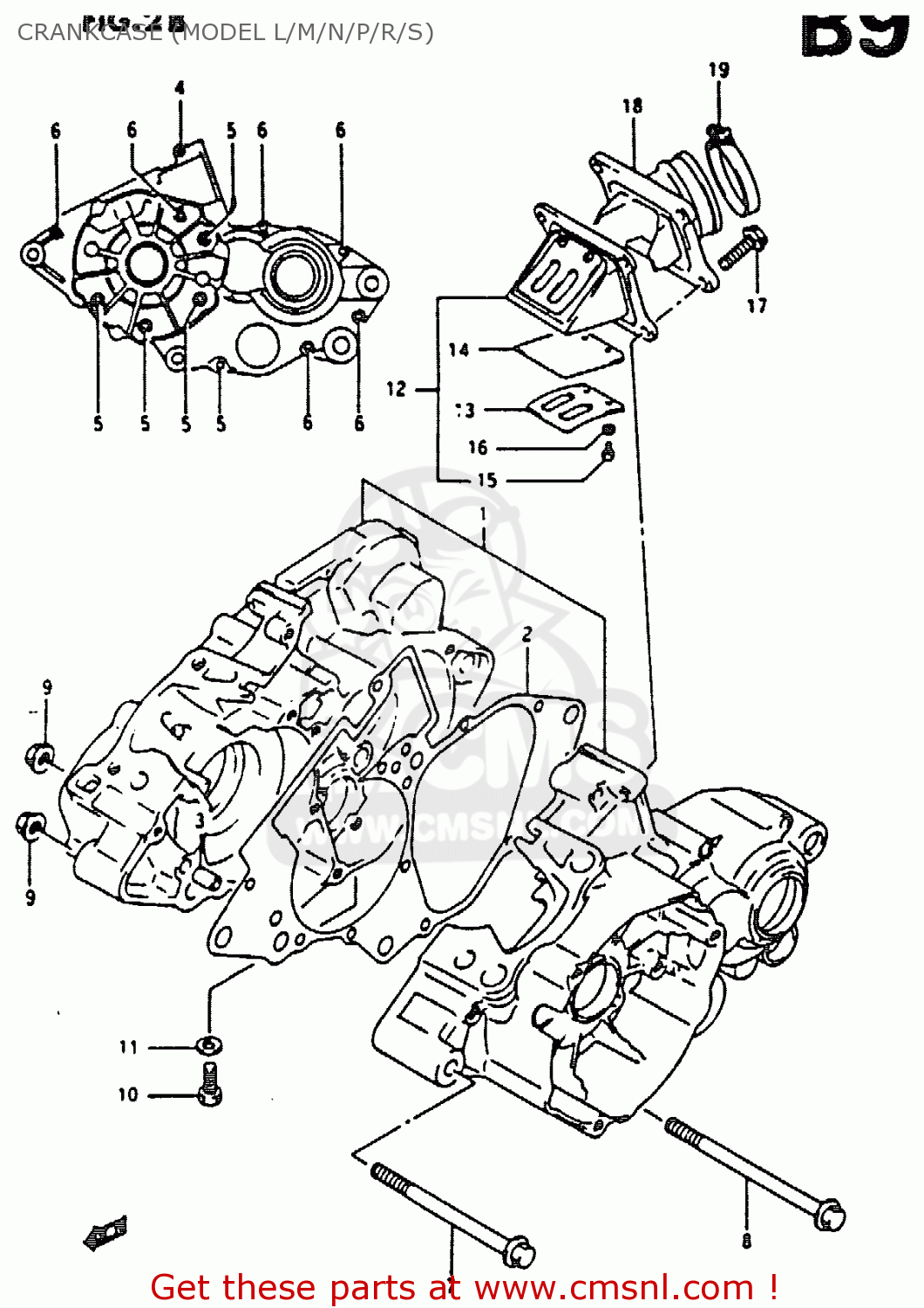 CRANKCASE (MODEL L/M/N/P/R/S) RM80X 1991 (M)