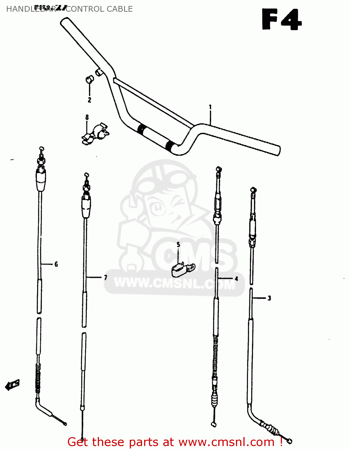 HANDLEBAR - CONTROL CABLE RM80X 1992 (N)