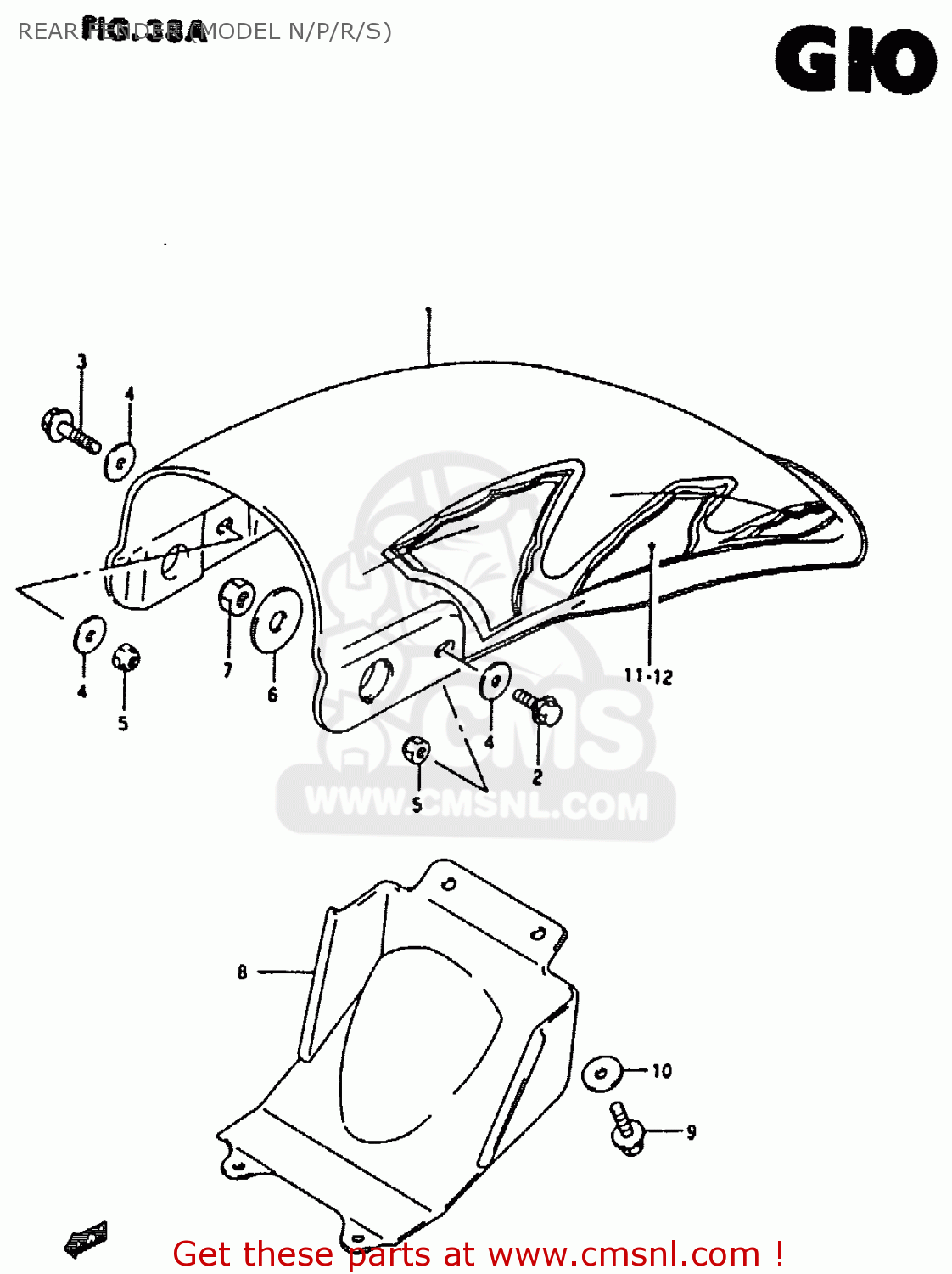 REAR FENDER (MODEL N/P/R/S) RM80X 1992 (N)
