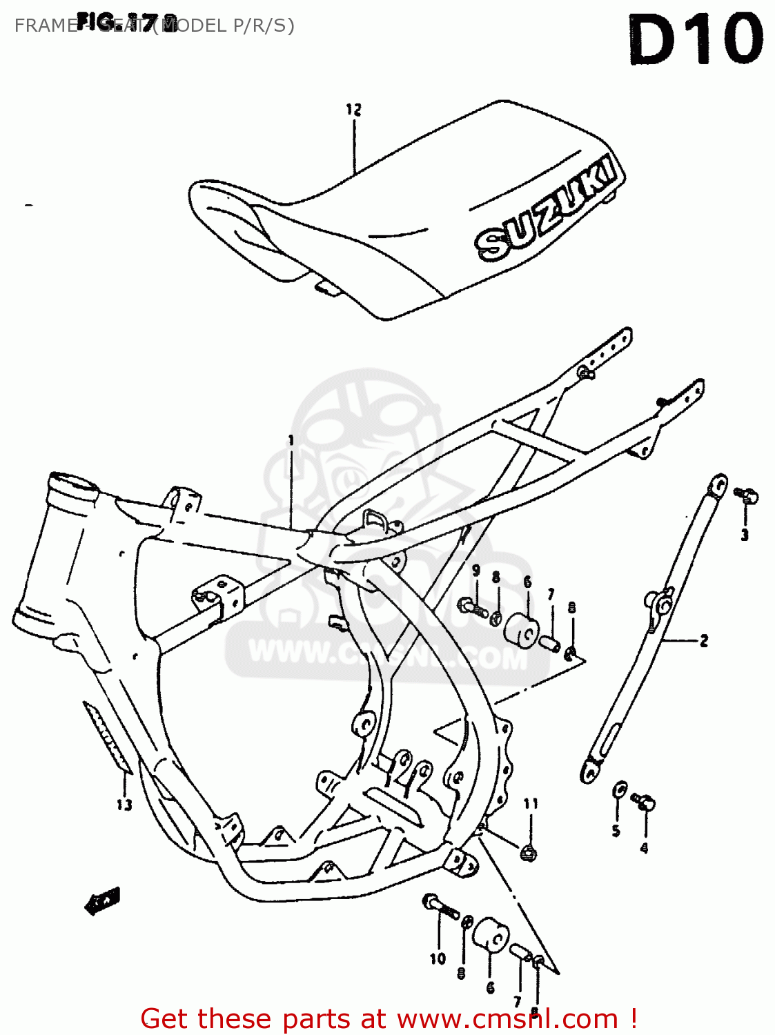 FRAME - SEAT (MODEL P/R/S) RM80X 1993 (P)