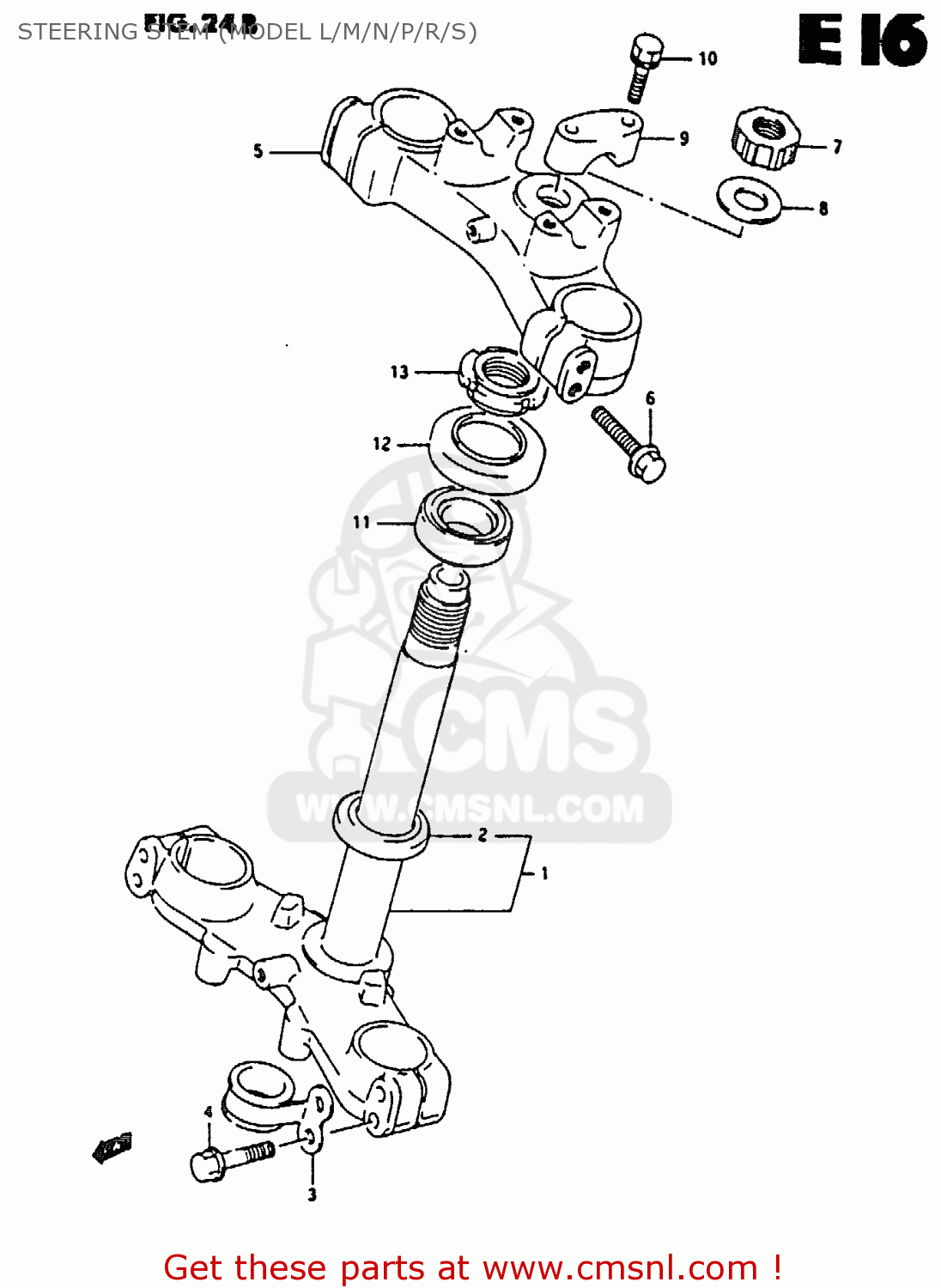 STEERING STEM (MODEL L/M/N/P/R/S) RM80X 1993 (P)