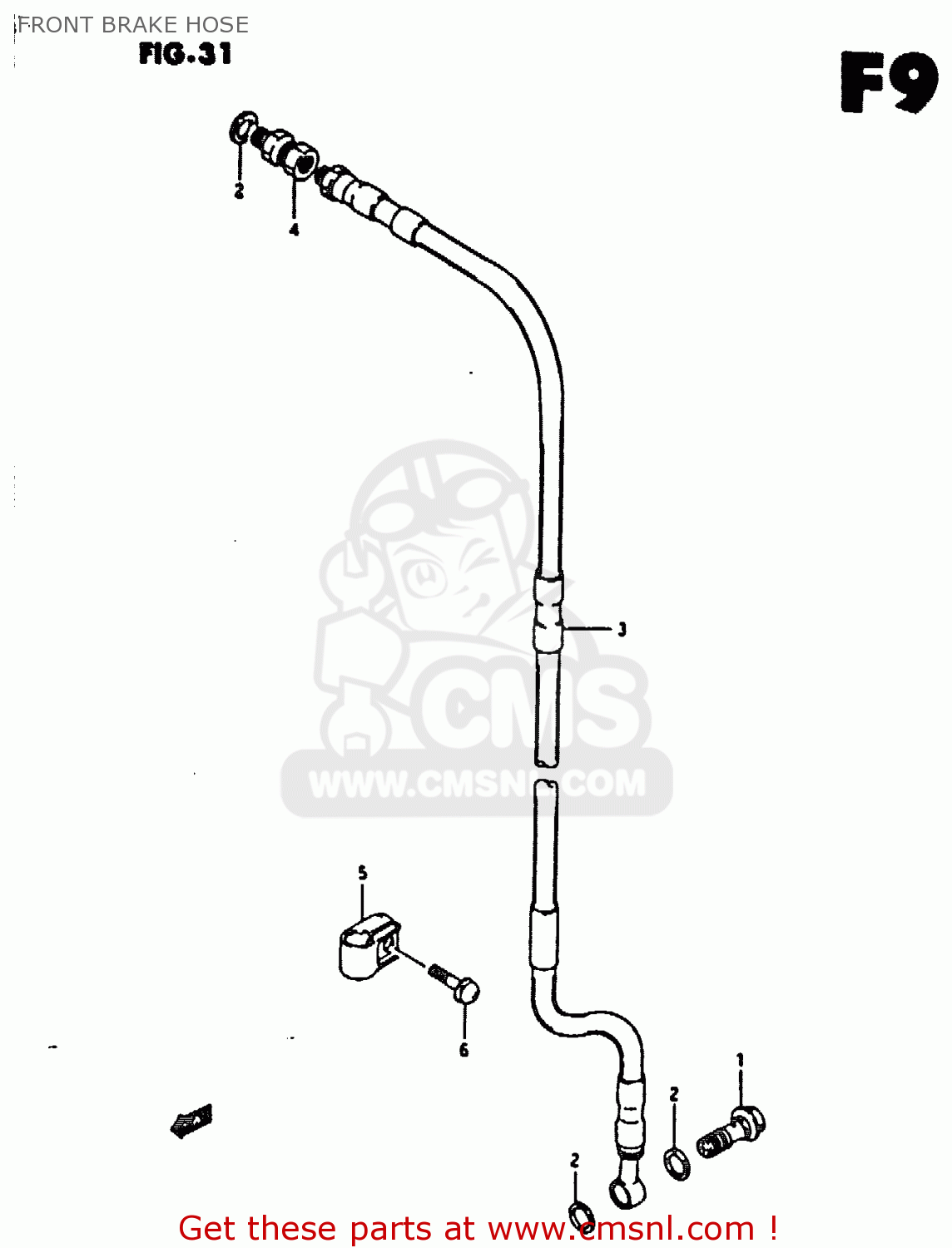 FRONT BRAKE HOSE RM80X 1994 (R)