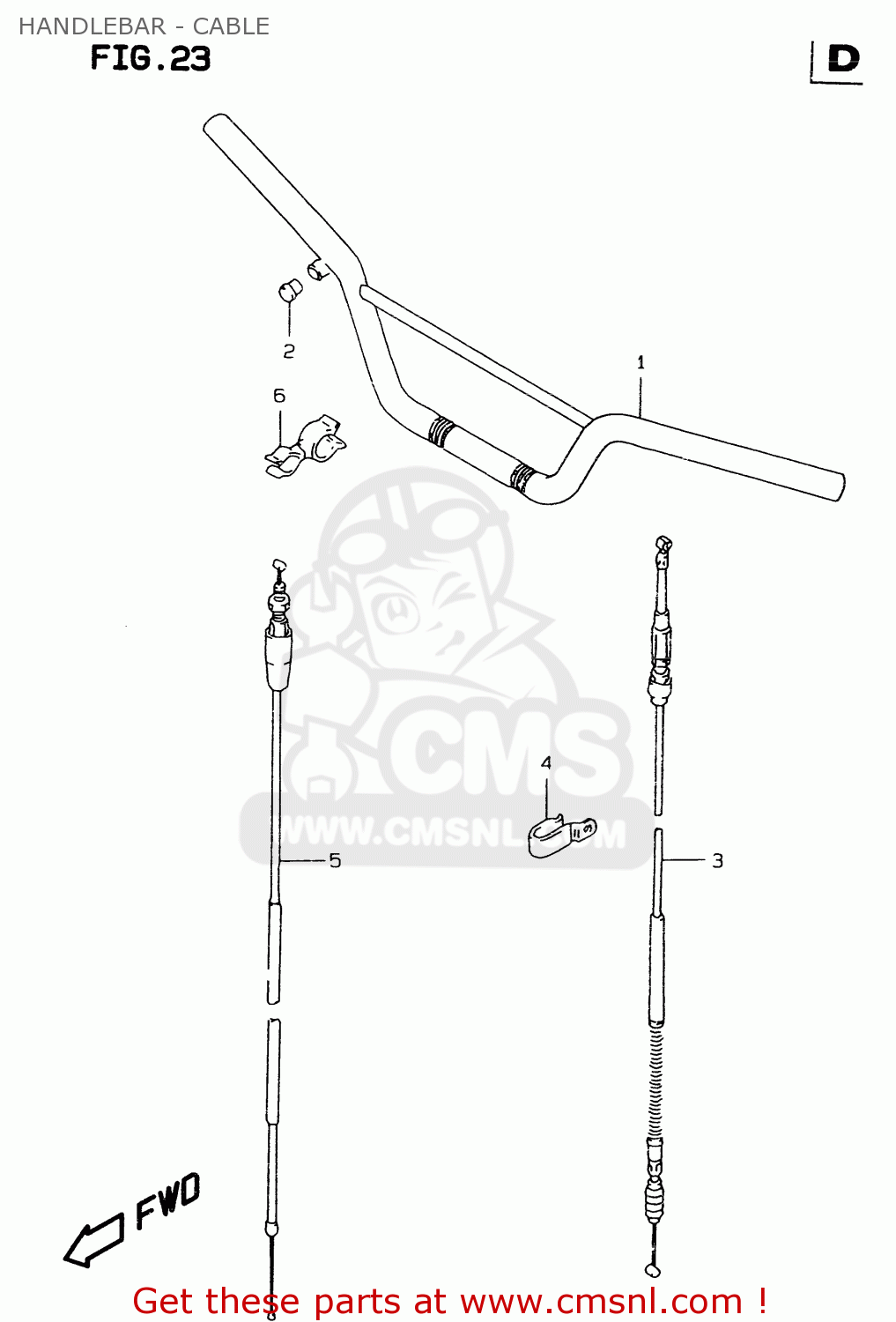 HANDLEBAR - CABLE RM80X 1996 (T) (E02 E04 E24)