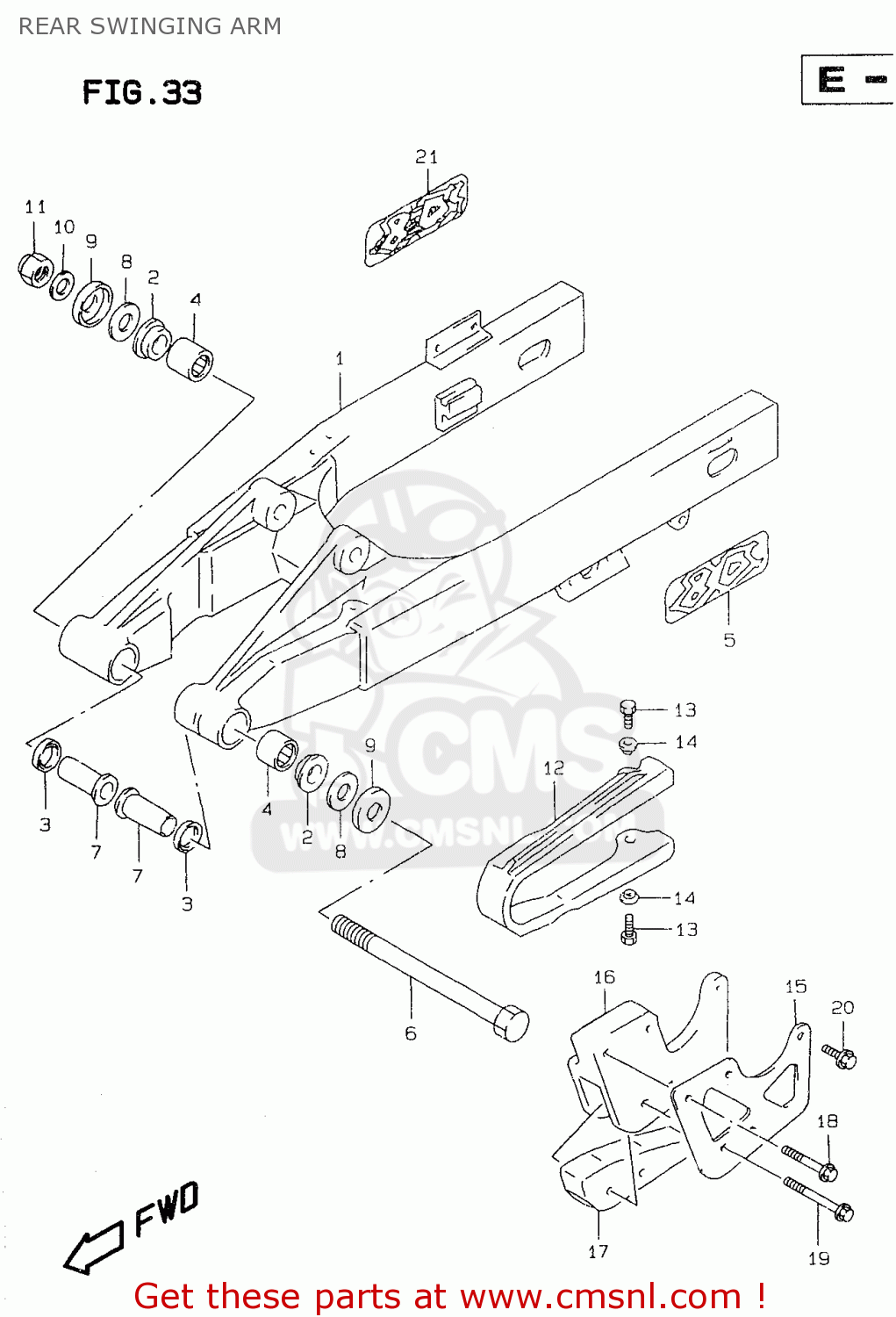 REAR SWINGING ARM RM80X 1996 (T) (E02 E04 E24)
