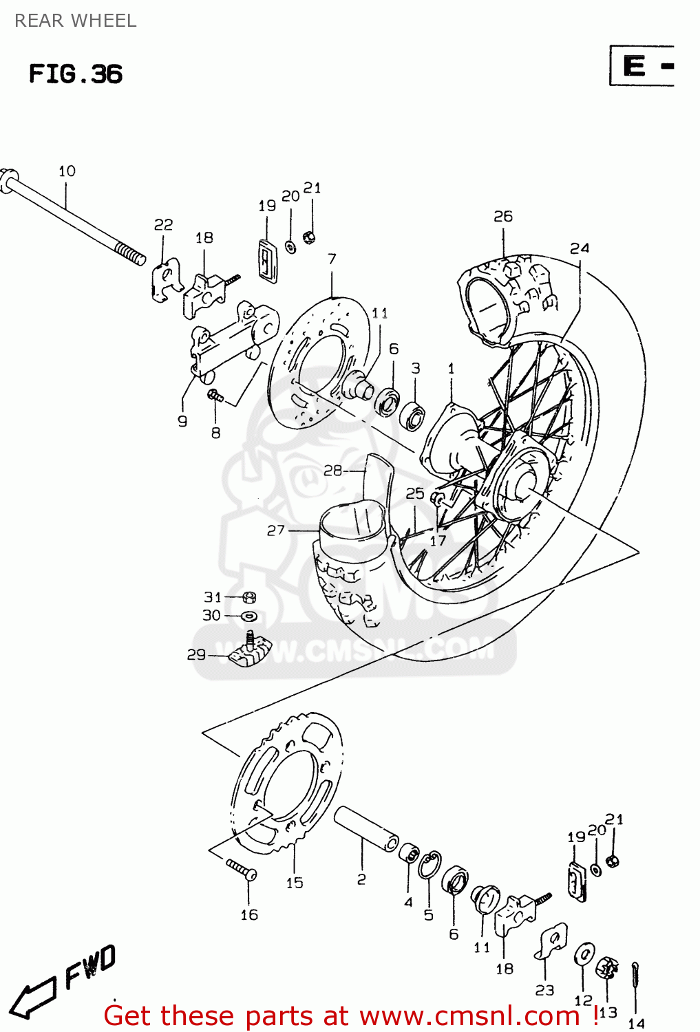 REAR WHEEL RM80X 1996 (T) (E02 E04 E24)