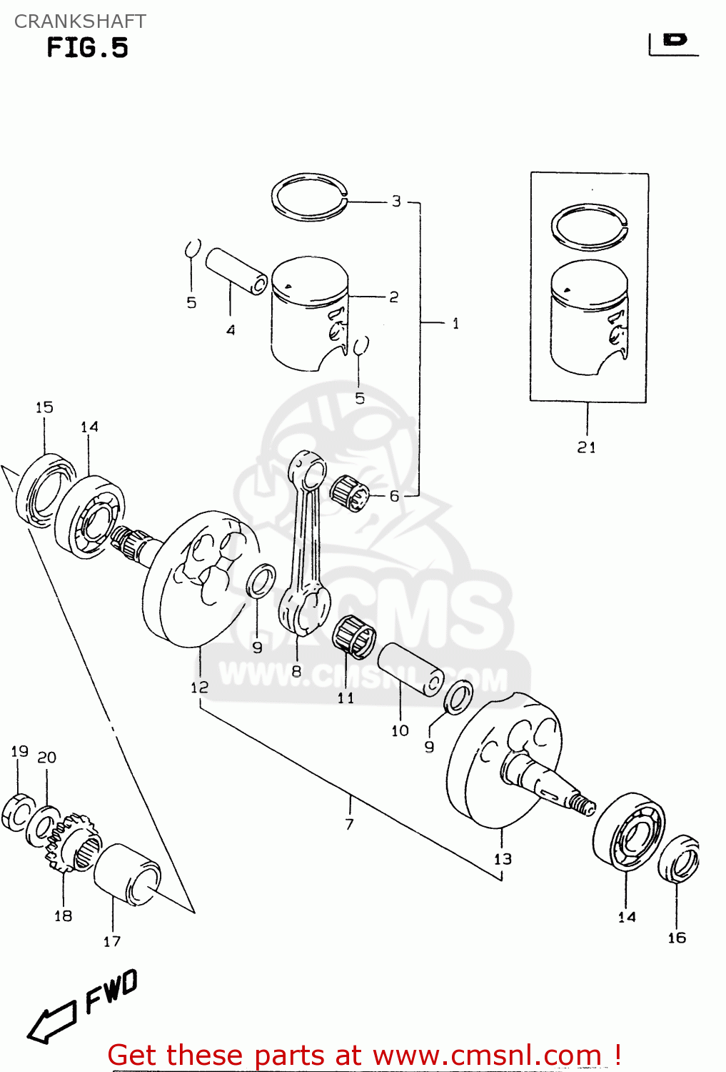 CRANKSHAFT RM80X 1996 (T) (E02 E04 E24)