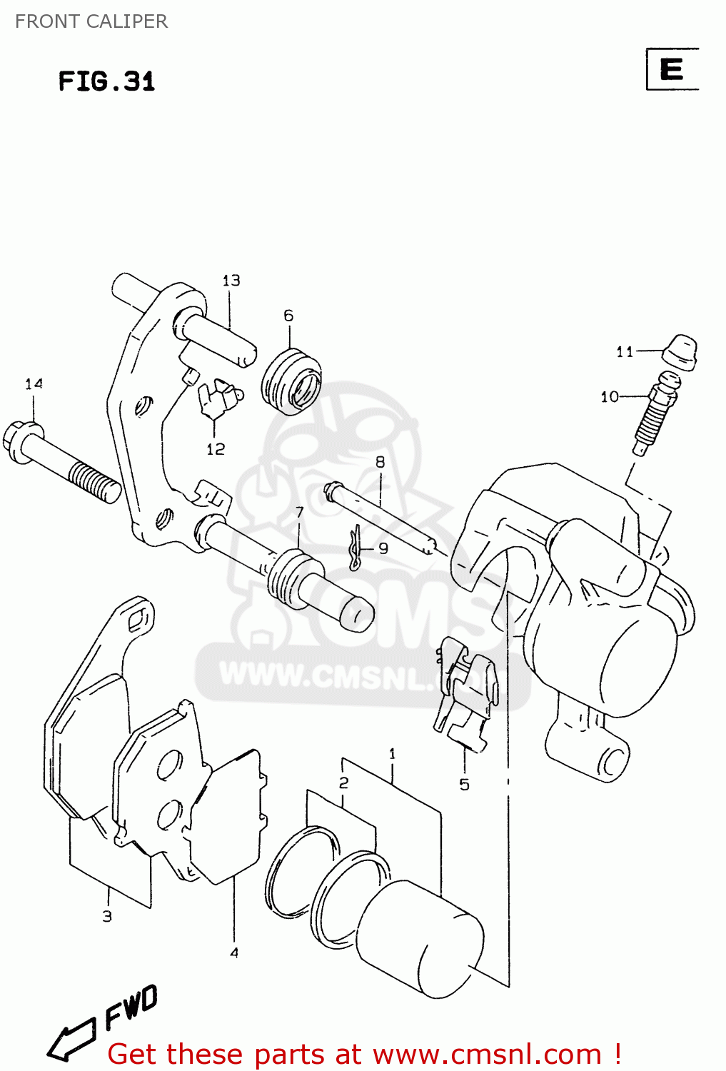FRONT CALIPER RM80X 1997 (V) (E02 E04 E24)