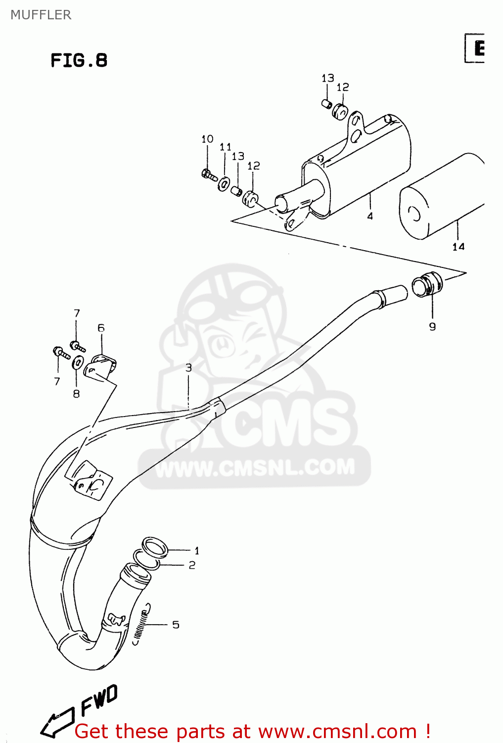 MUFFLER RM80X 1997 (V) (E02 E04 E24)