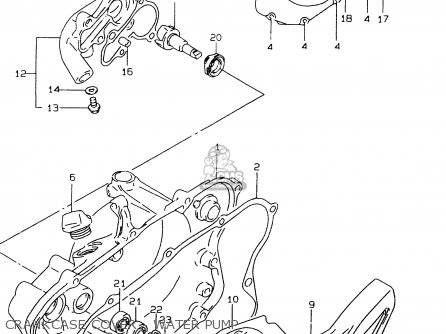 CRANKCASE COVER - WATER PUMP - RM80X 1997 (V) (E02 E04 E24)