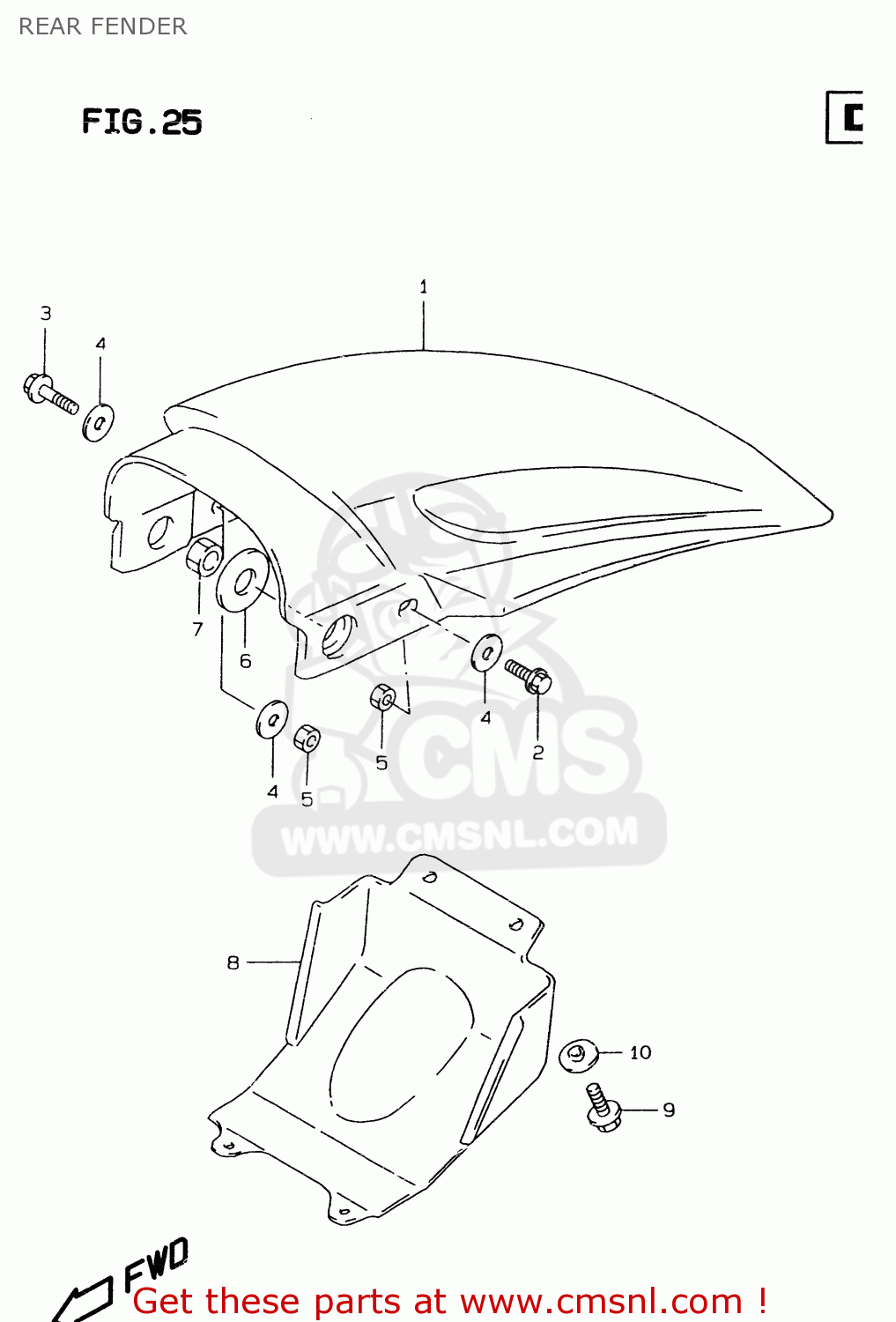 REAR FENDER RM80X 1998 (W) (E02 E04 E24)