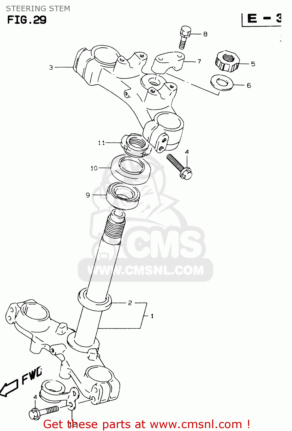 STEERING STEM RM80X 1998 (W) (E02 E04 E24)