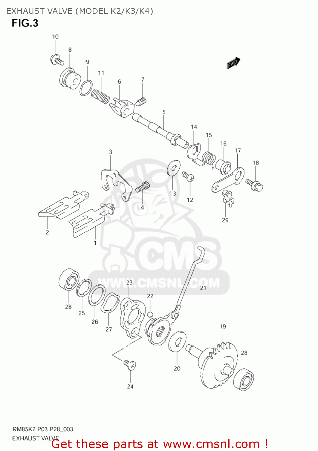 EXHAUST VALVE (MODEL K2/K3/K4) RM85 2002 (K2) USA (E03)