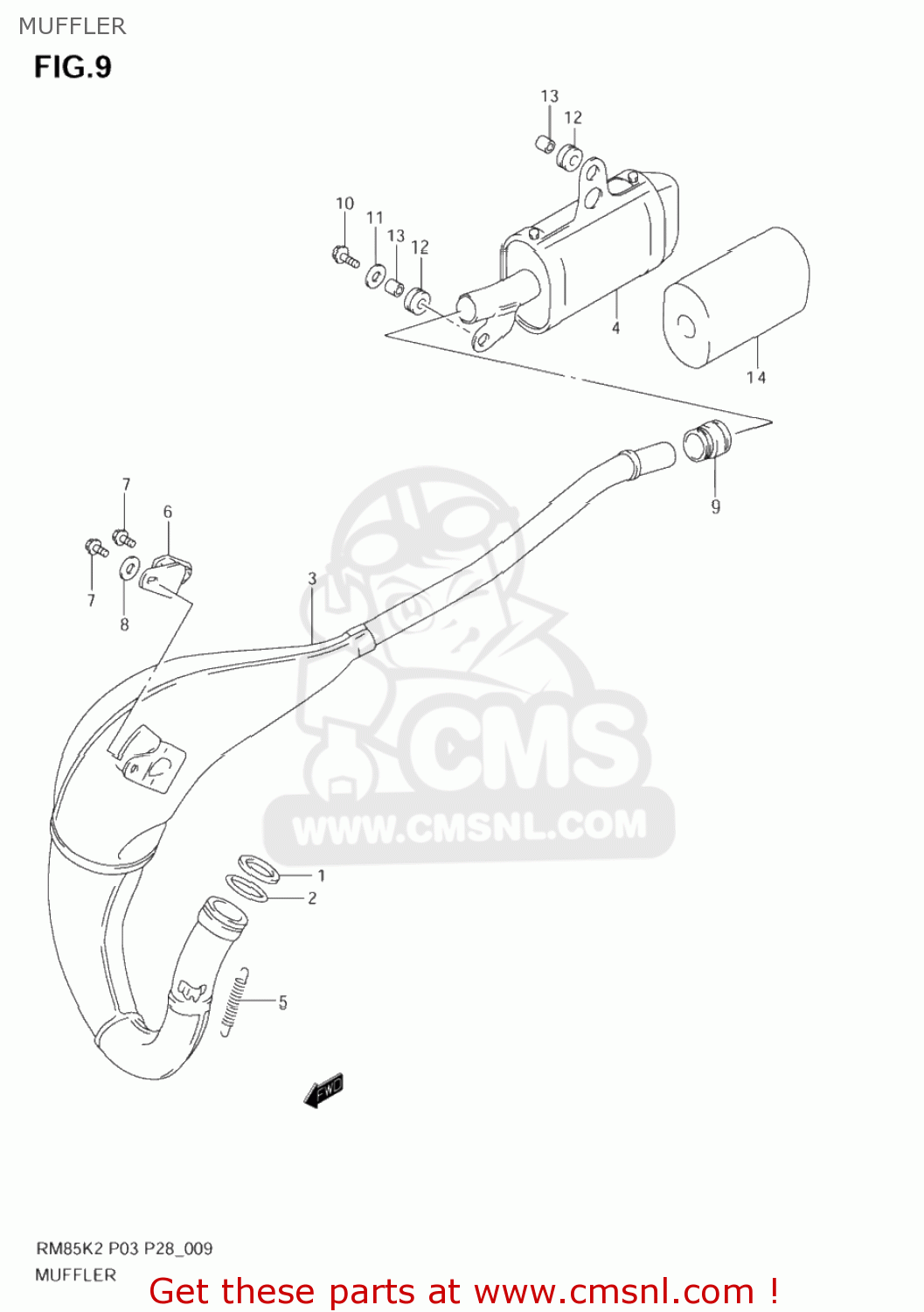 MUFFLER RM85 2002 (K2) USA (E03)