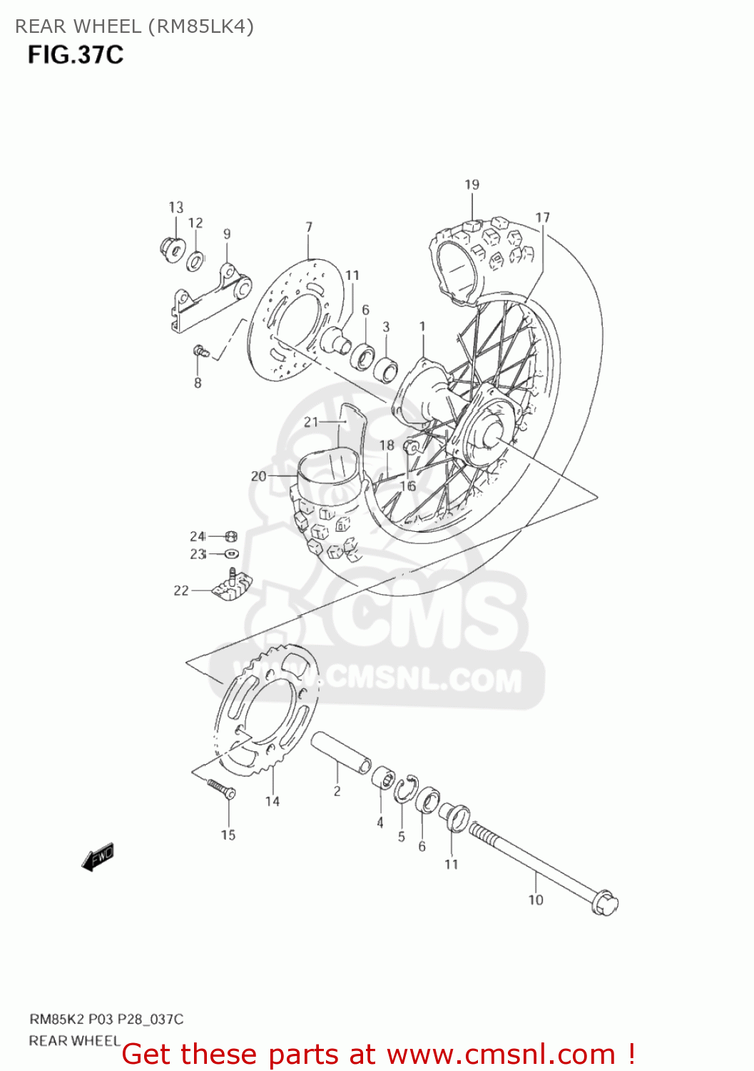 REAR WHEEL (RM85LK4) RM85 2002 (K2) USA (E03)