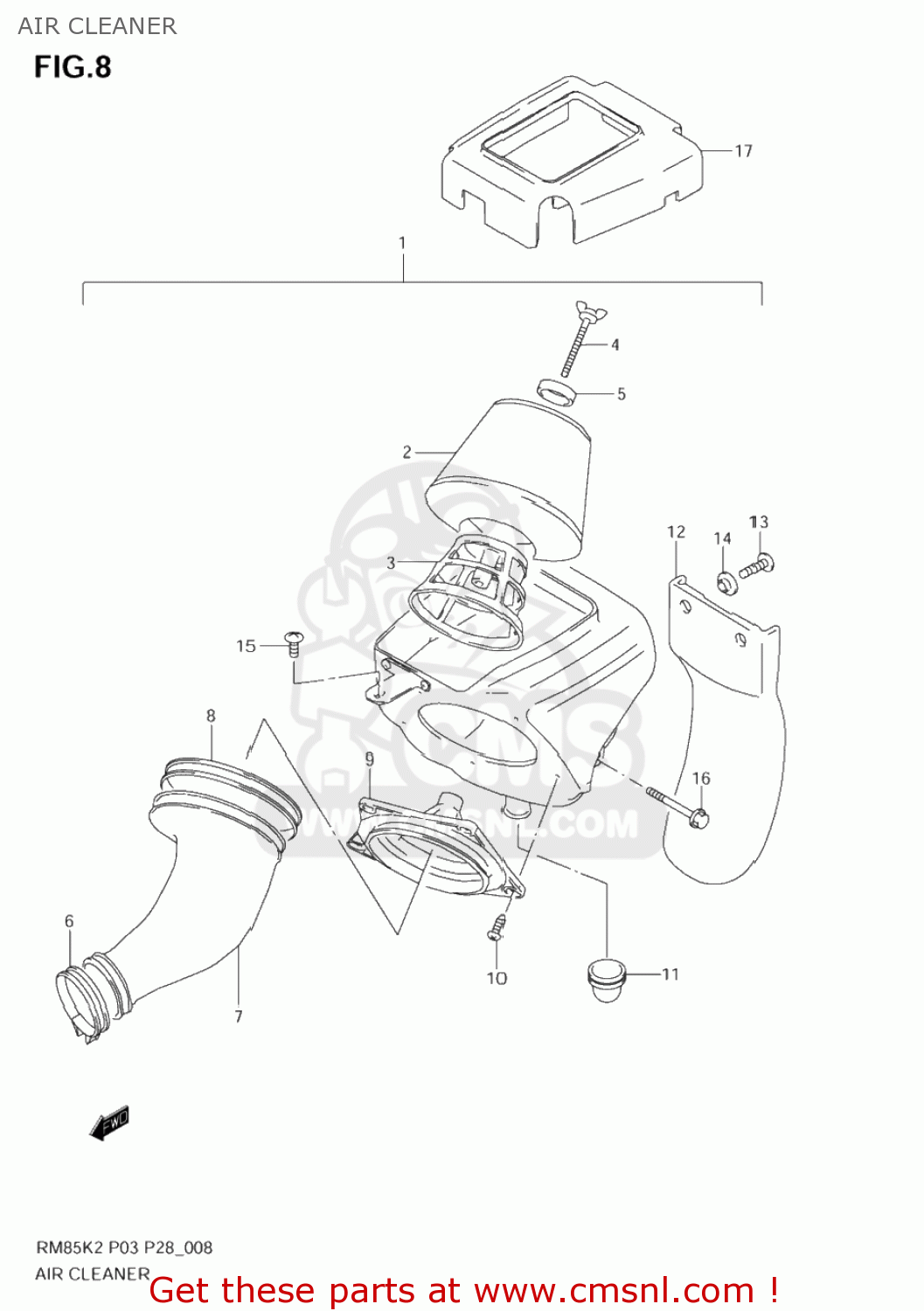 AIR CLEANER RM85 2003 (K3) USA (E03)