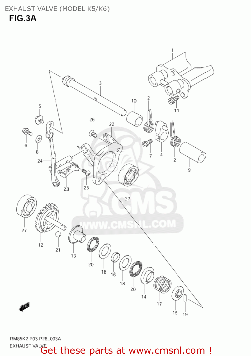 EXHAUST VALVE (MODEL K5/K6) RM85 2003 (K3) USA (E03)