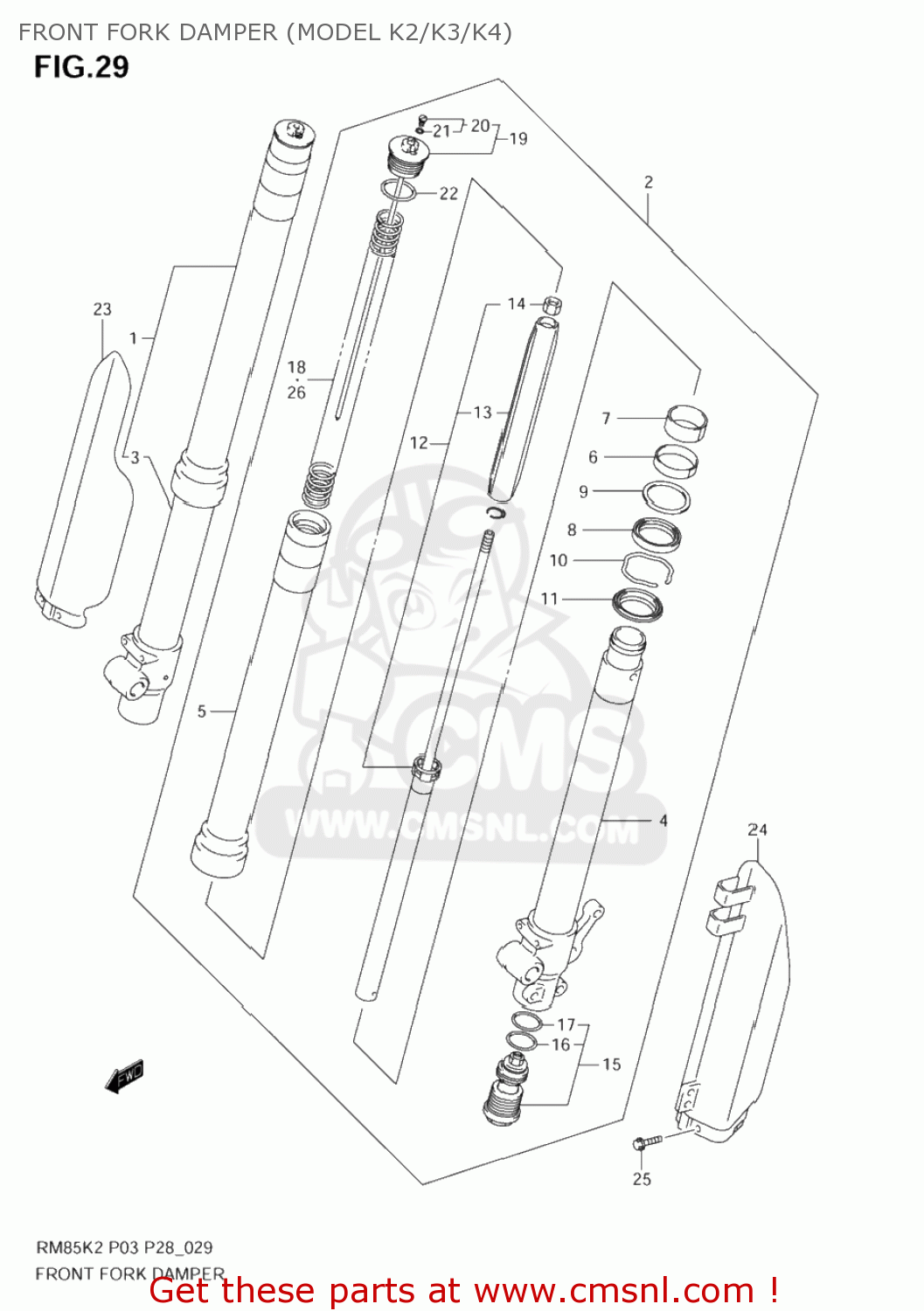 FRONT FORK DAMPER (MODEL K2/K3/K4) RM85 2003 (K3) USA (E03)