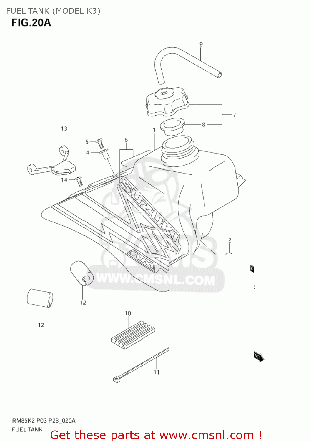 FUEL TANK (MODEL K3) RM85 2004 (K4) USA (E03)