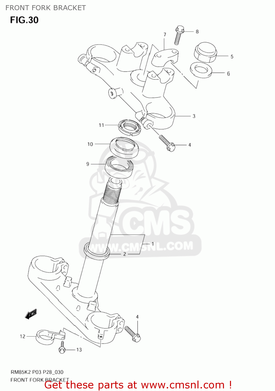 FRONT FORK BRACKET RM85 2006 (K6) USA (E03)