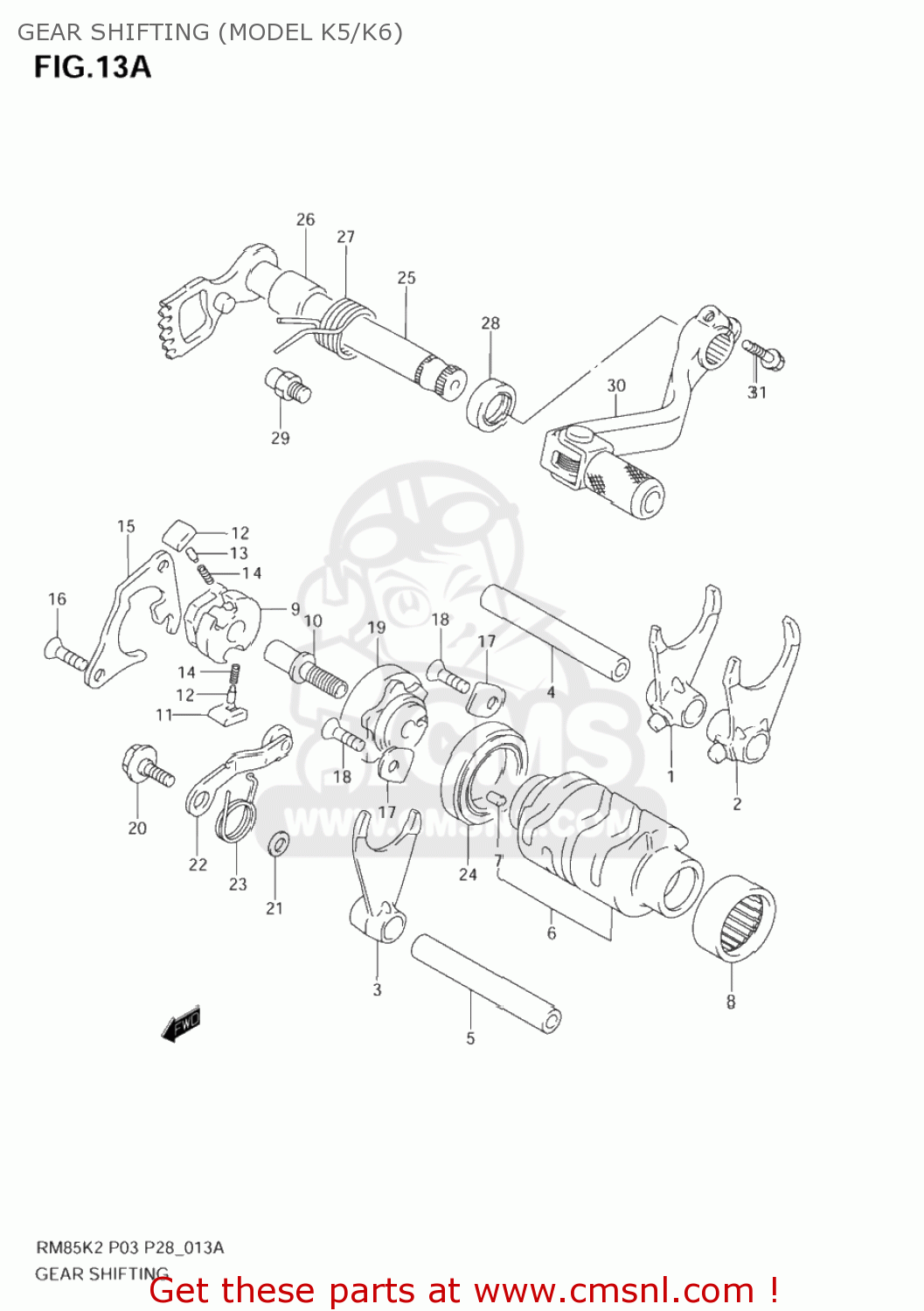 GEAR SHIFTING (MODEL K5/K6) RM85 2006 (K6) USA (E03)
