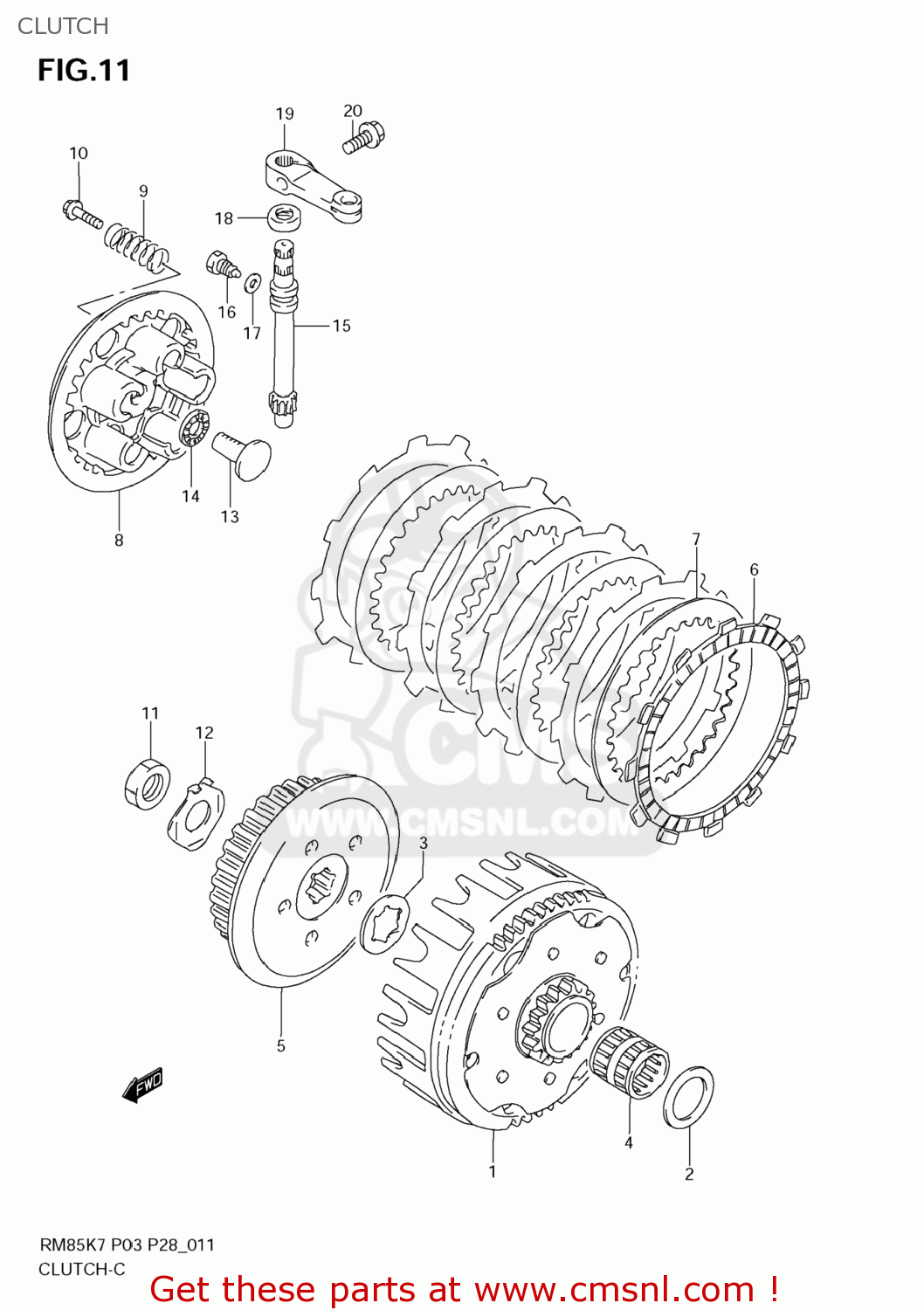 Suzuki RM85 2007 (K7) USA (E03) CLUTCH buy original CLUTCH spares online