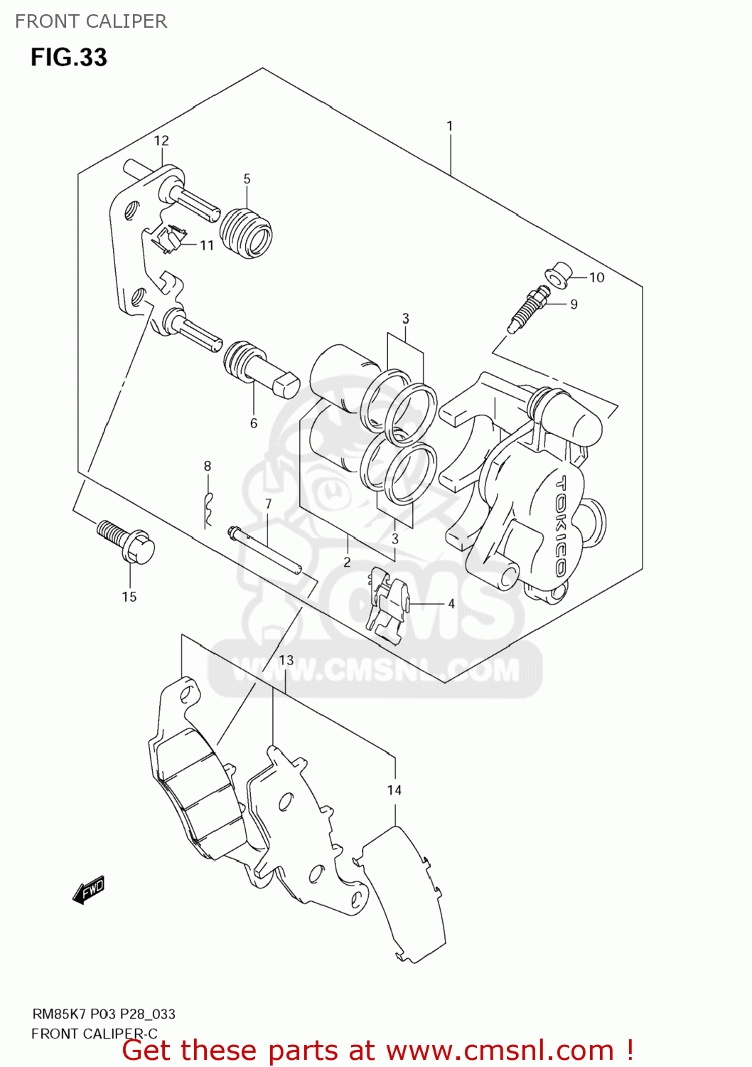 FRONT CALIPER RM85 2007 (K7) USA (E03)