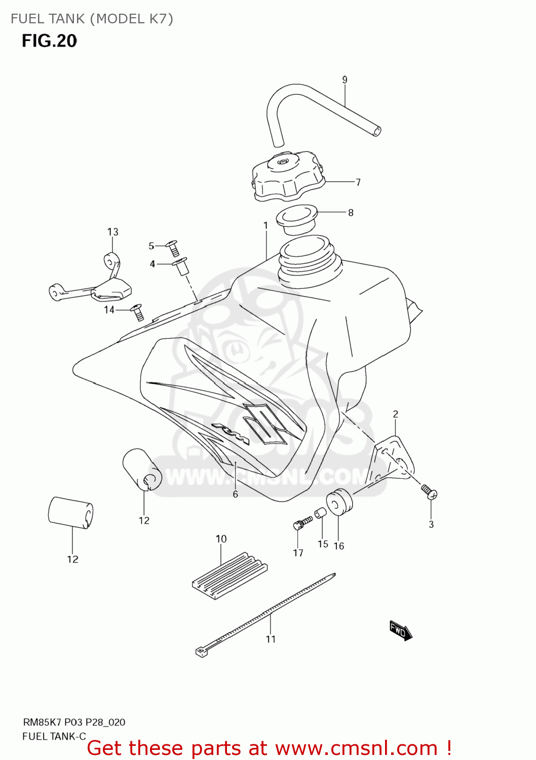 FUEL TANK (MODEL K7) RM85 2008 (K8) USA (E03)