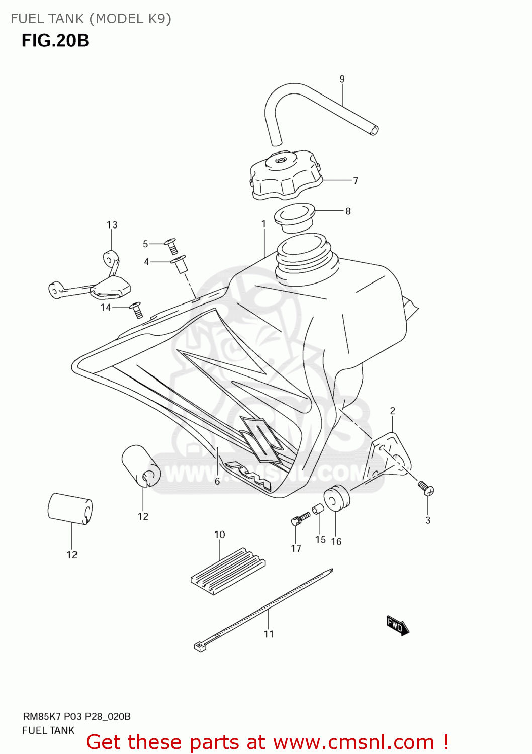FUEL TANK (MODEL K9) RM85 2008 (K8) USA (E03)