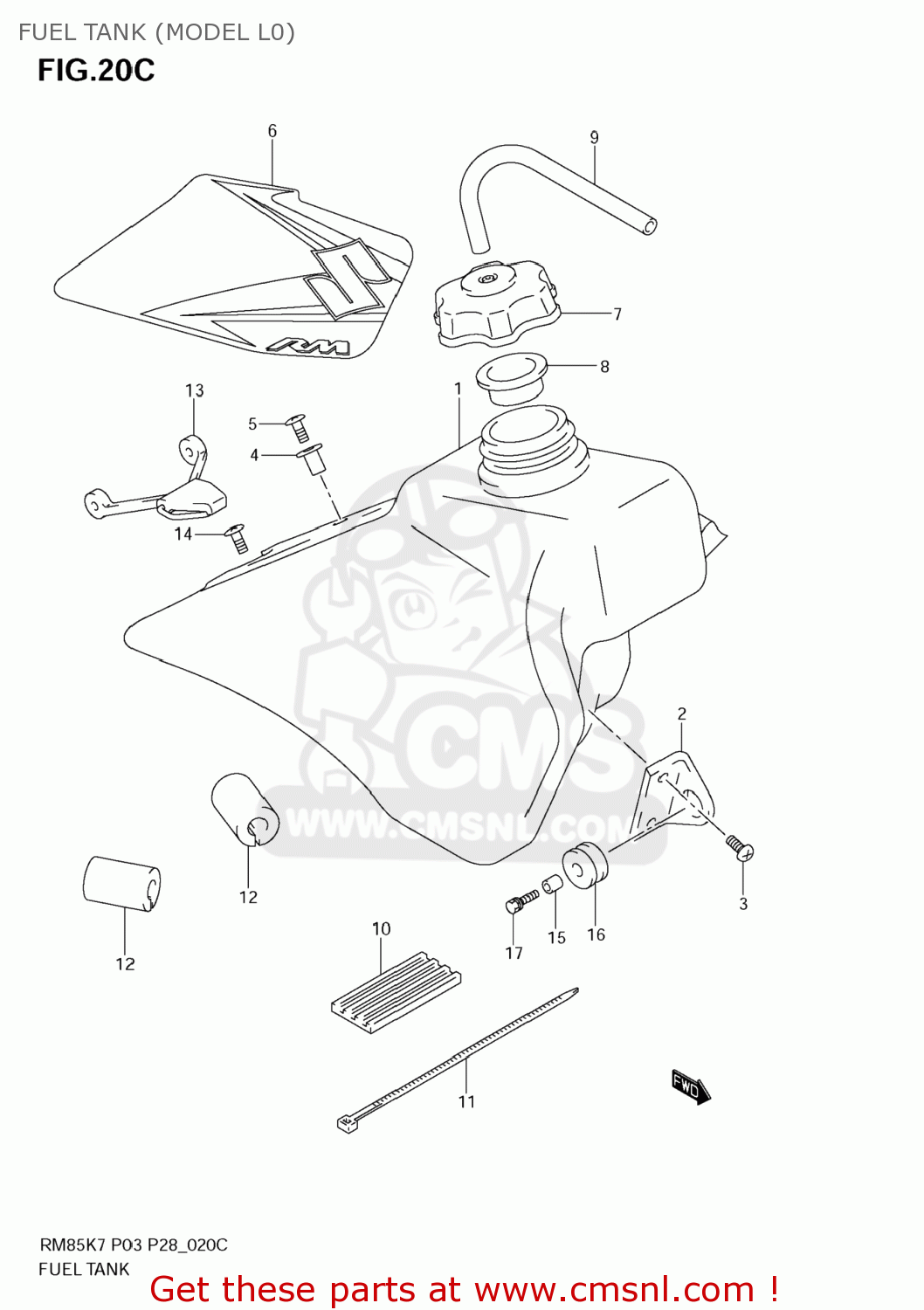 FUEL TANK (MODEL L0) RM85 2008 (K8) USA (E03)