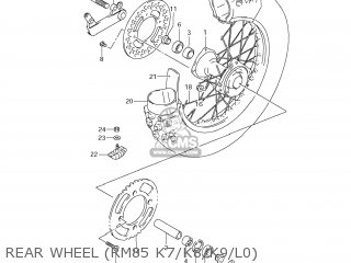 REAR WHEEL (RM85 K7/K8/K9/L0) - RM85 2008 (K8) USA (E03)