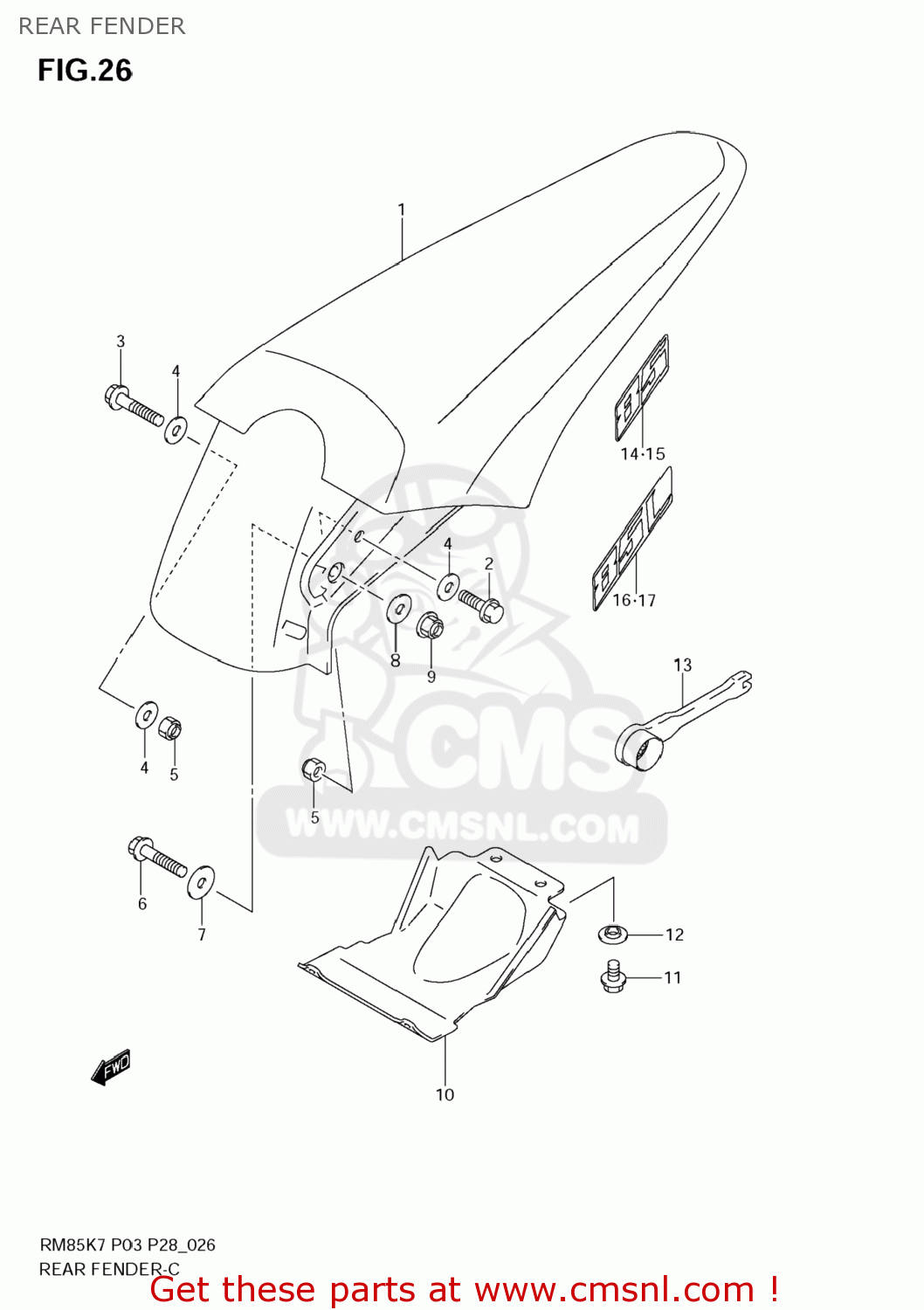 REAR FENDER RM85 2009 (K9) USA (E03)