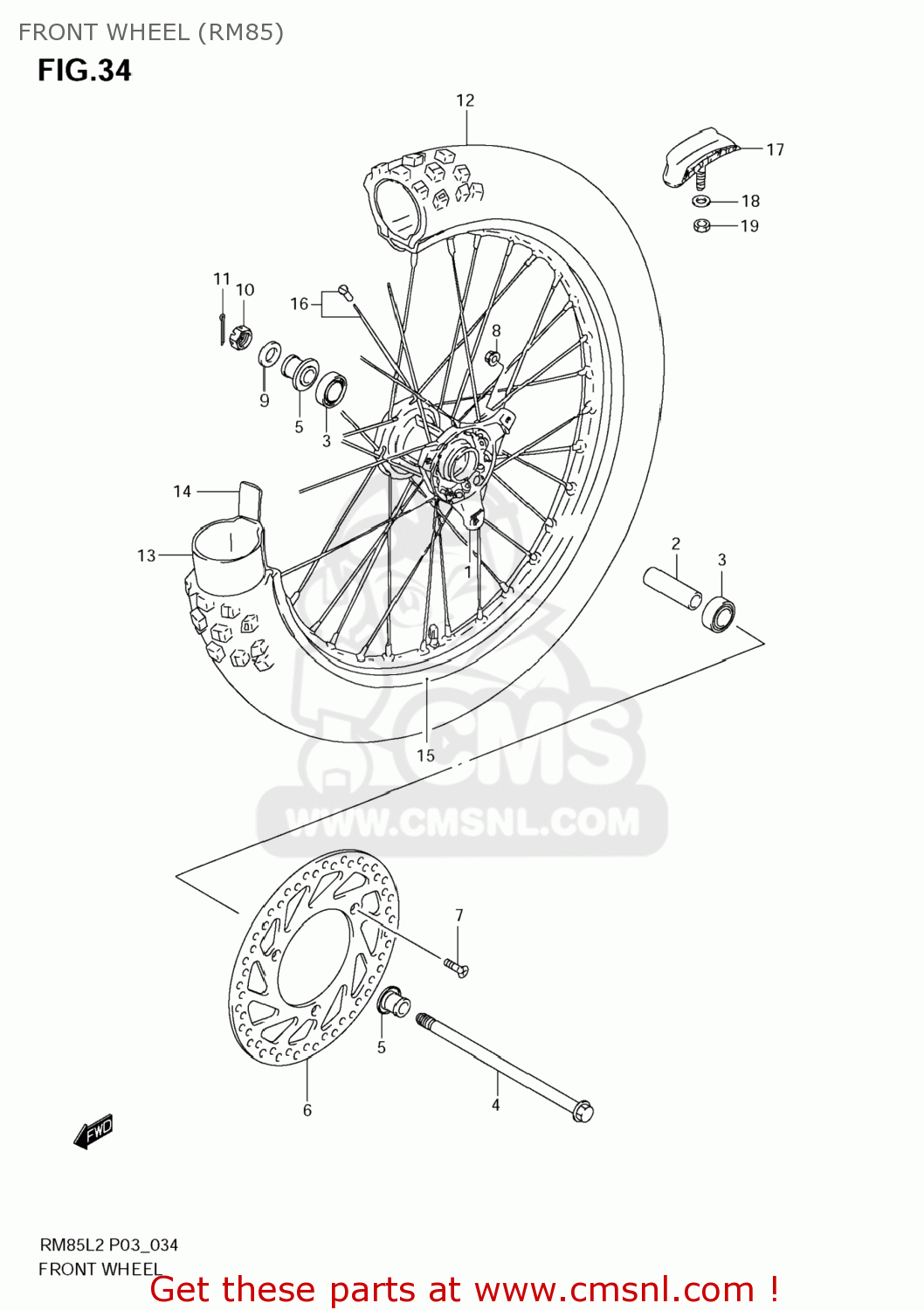 FRONT WHEEL (RM85) RM85 2012 (L2) USA (E03)