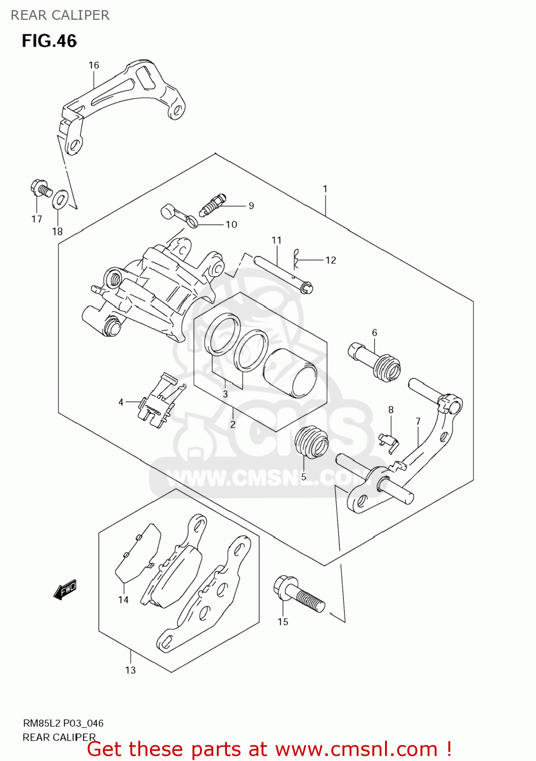 REAR CALIPER RM85 2012 (L2) USA (E03)